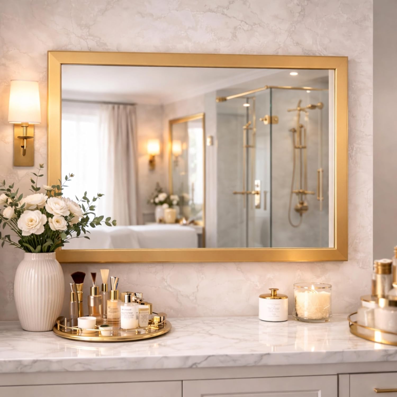 Head West Classic Gold Metal Framed Wall Mirror - 24" x 30"