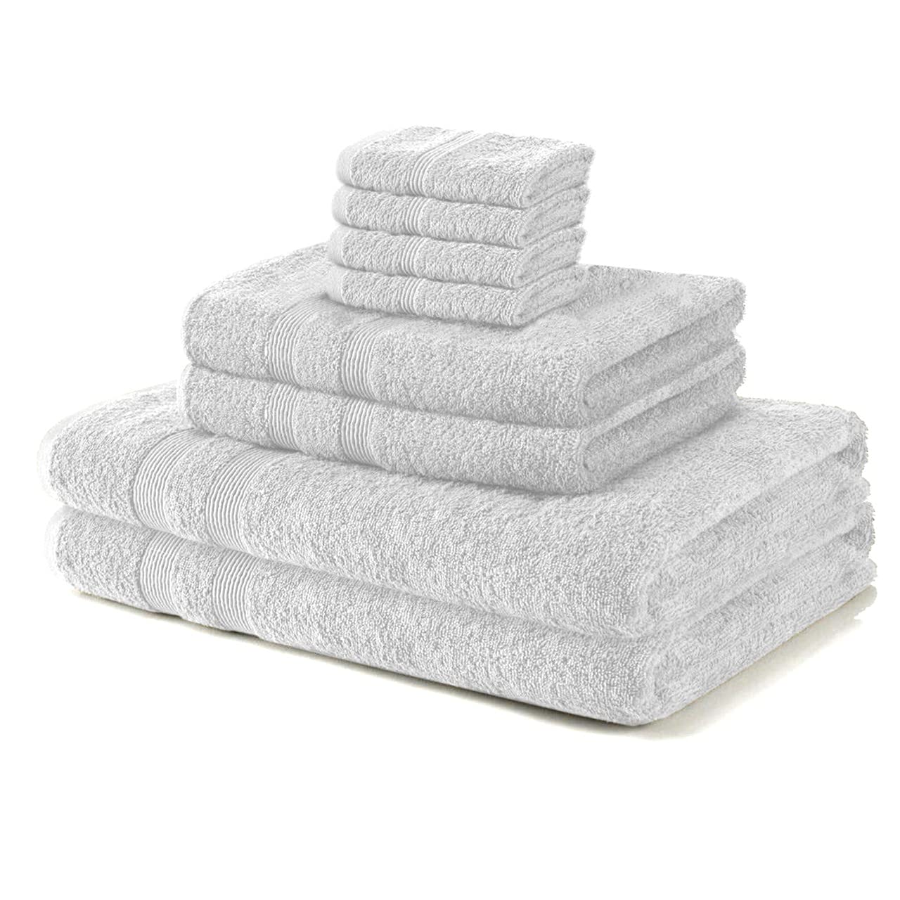 Vozbi Towels Set (8 Pieces) 2 Bath Towels, 2 Hand Towels and 4 Washcloths - 500 GSM Egyptian Cotton Towel Bale - Ring Spun Cotton Towel Set - Home & Kitchen Bathroom Accessories Shower Towel (White)
