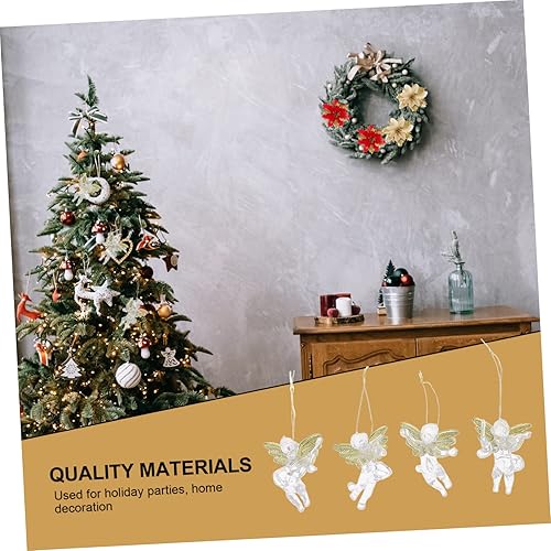 Miniatura 8 de ABOOFAN 60 piezas de colgantes de ángel transparentes para árbol de Navidad, adornos de ángel, adornos de árbol de Navidad, adornos de árbol de