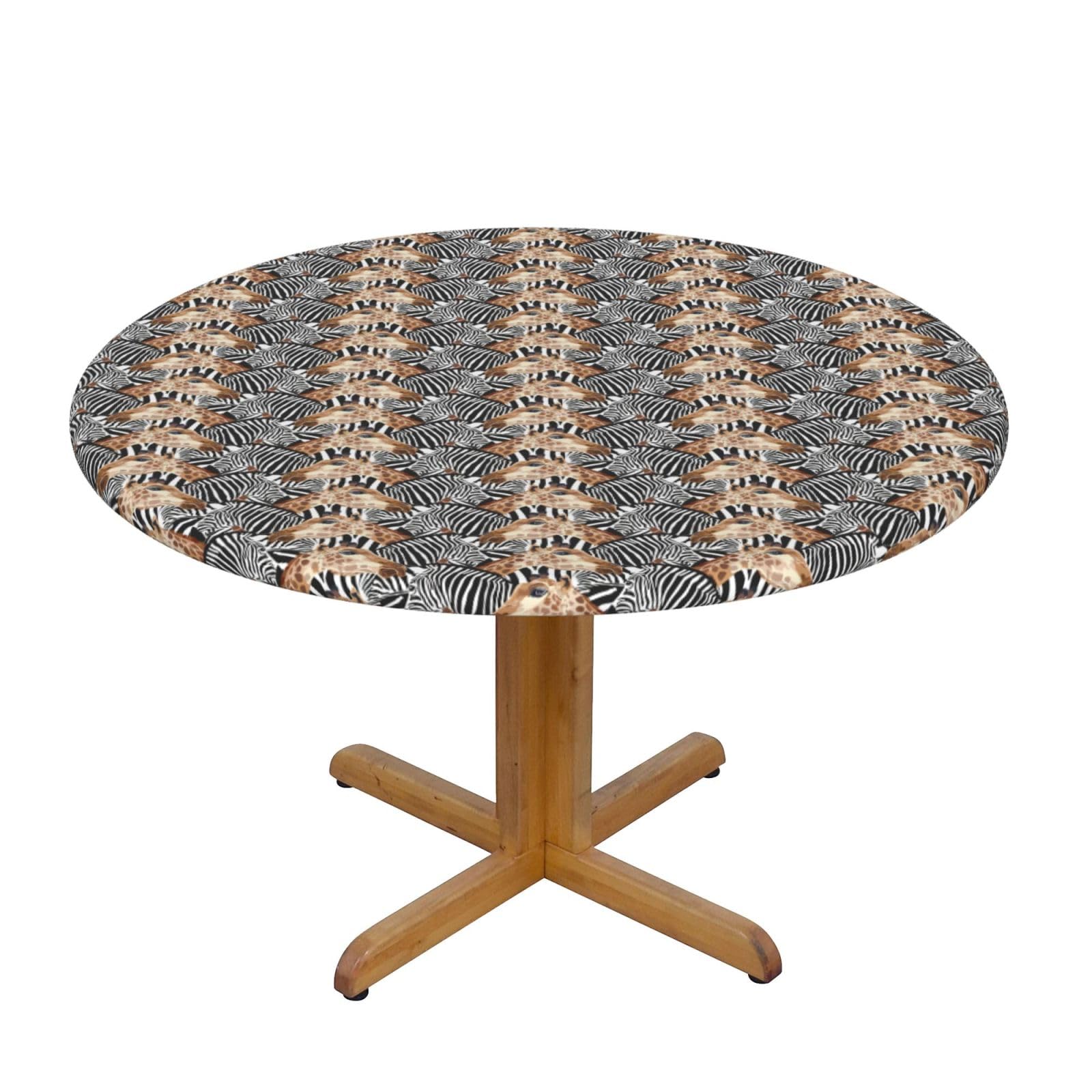 Nappe ronde zèbre et girafe pour salle à manger cuisine fête extérieur