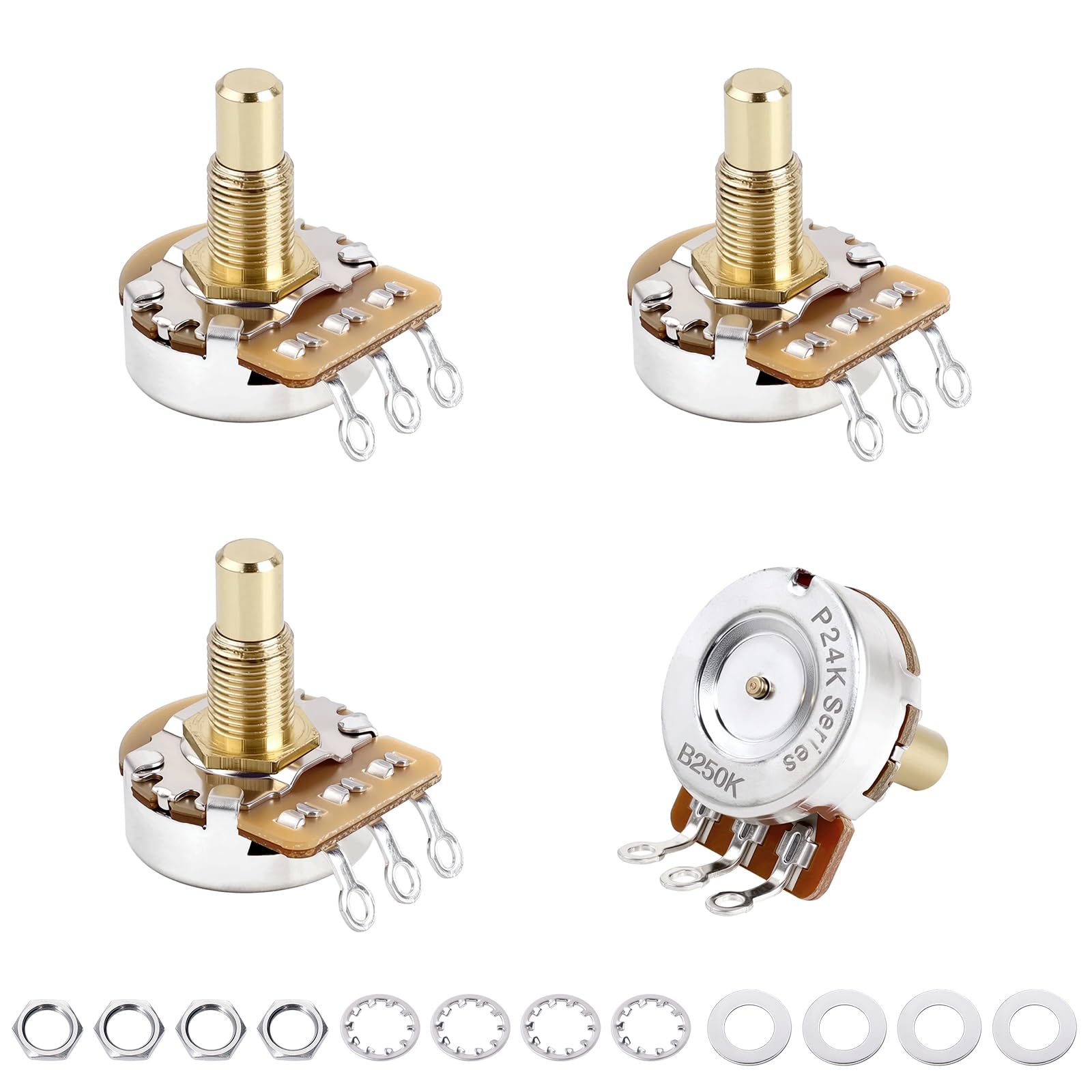 Banworks Brass B250K M8 Metric Thread Full Sized Guitar Solid Shaft Pots
