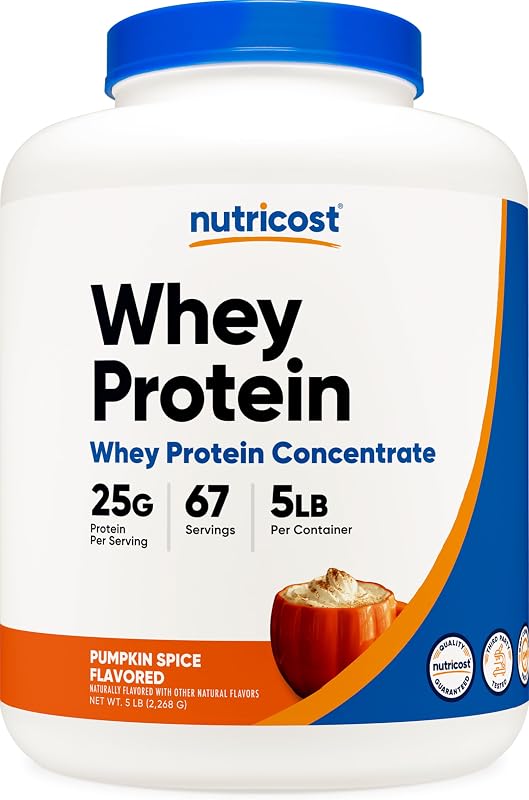 Nutricost Whey Protein Concentrate Powder (Pumpkin Spice) 5 LB - 25g of Protein, GMO-Free, Gluten-Free, 67 Servings