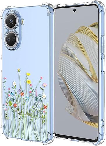 OEURVQO Funda transparente para Huawei Nova 10 SE, diseño floral suave, TPU a prueba de golpes, antiarañazos, funda protectora para Huawei Nova 10