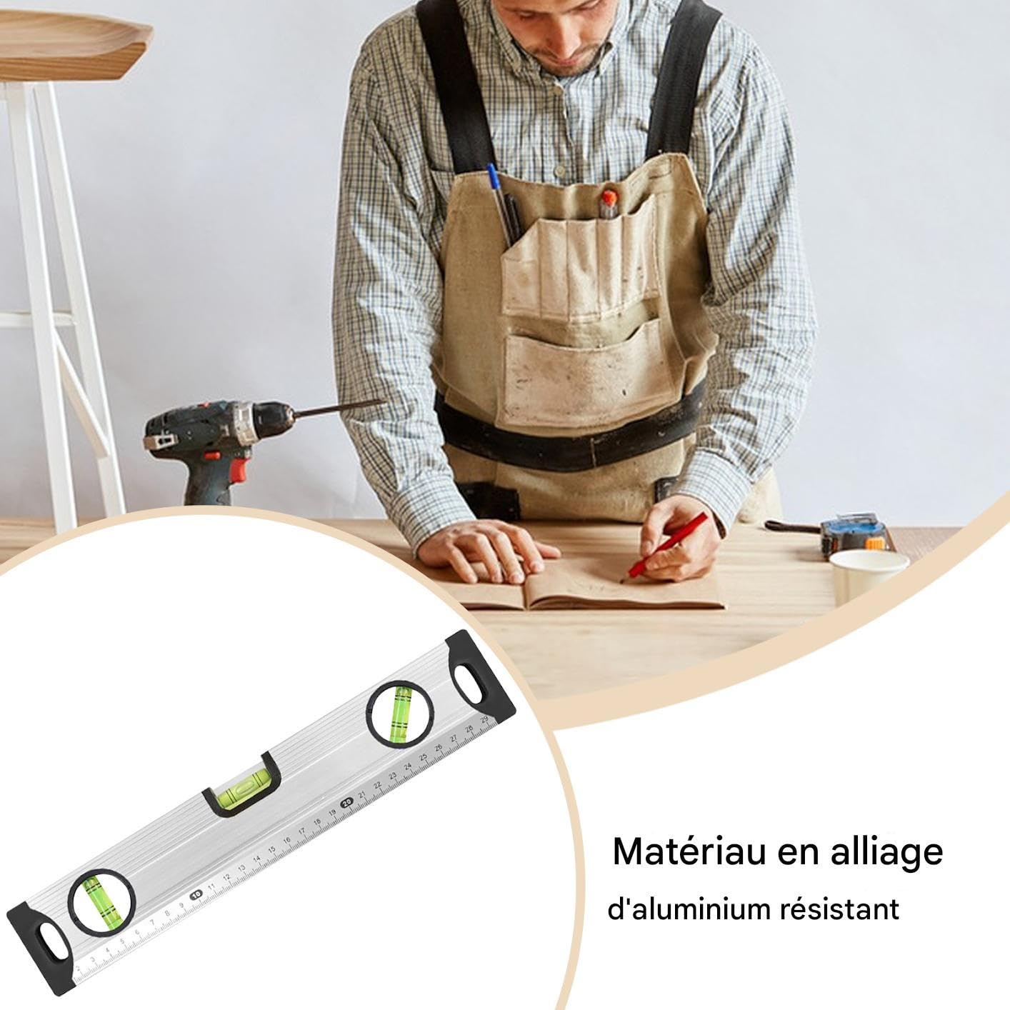 Niveau à Bulle,30 cm Niveau de Construction avec 3 Bulles | Règle Magnétique en d'Aluminium - pour Rénovation Électrique Pose d'Étagère Carrelage Sol