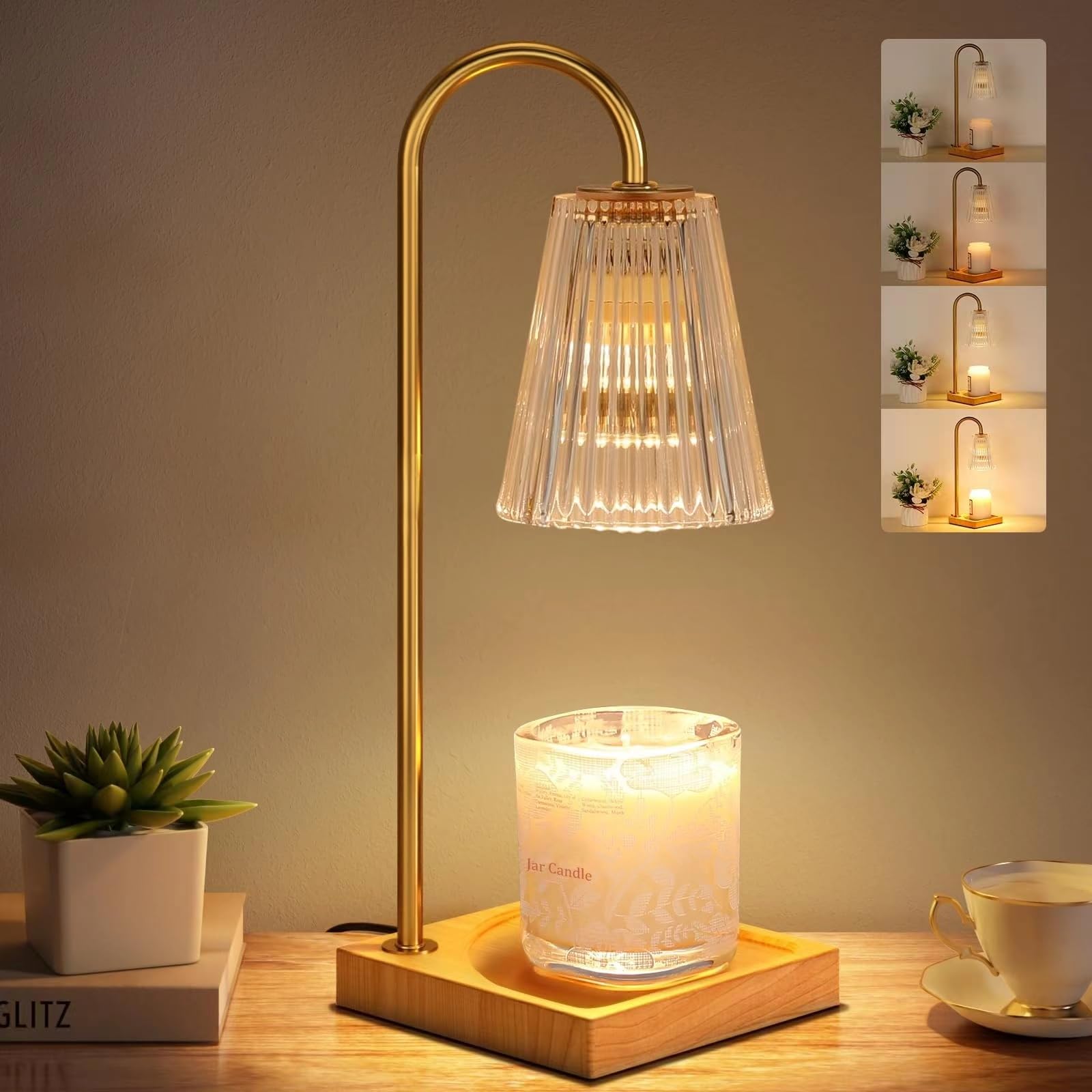 Candle Warmer Lamp With Dimmable Timer - Top-Down Melter For Jar Candles, 2 Bulbs Included (Amber) - View #2