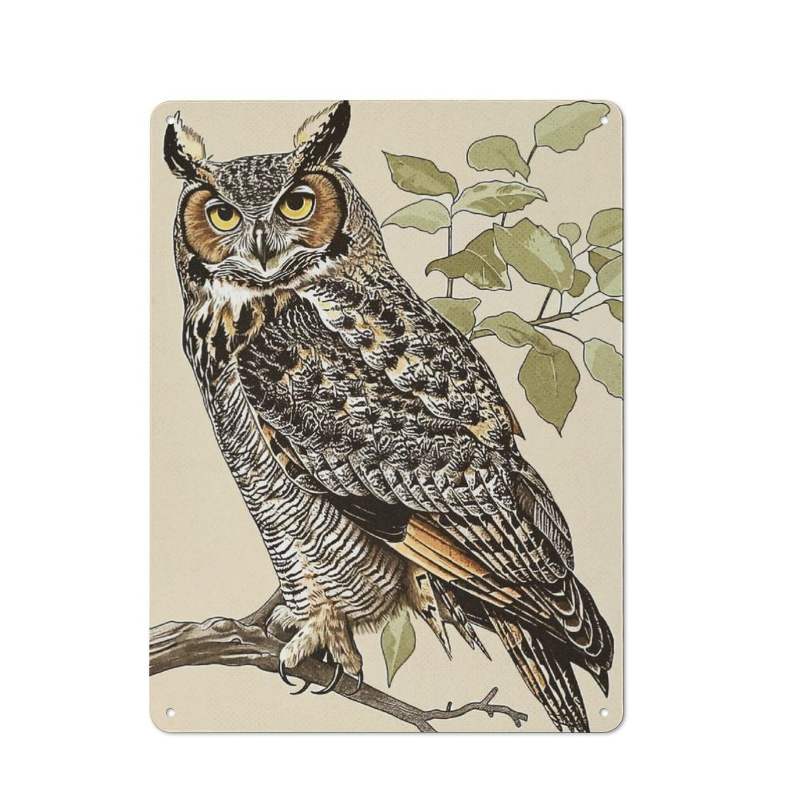 Junmoney Owl Vintage For Garden Room Or Summerhouse, Retro Metal Sign 40X30cm, For Metal Sign Collectors, For Vintage Wall Decor Fans