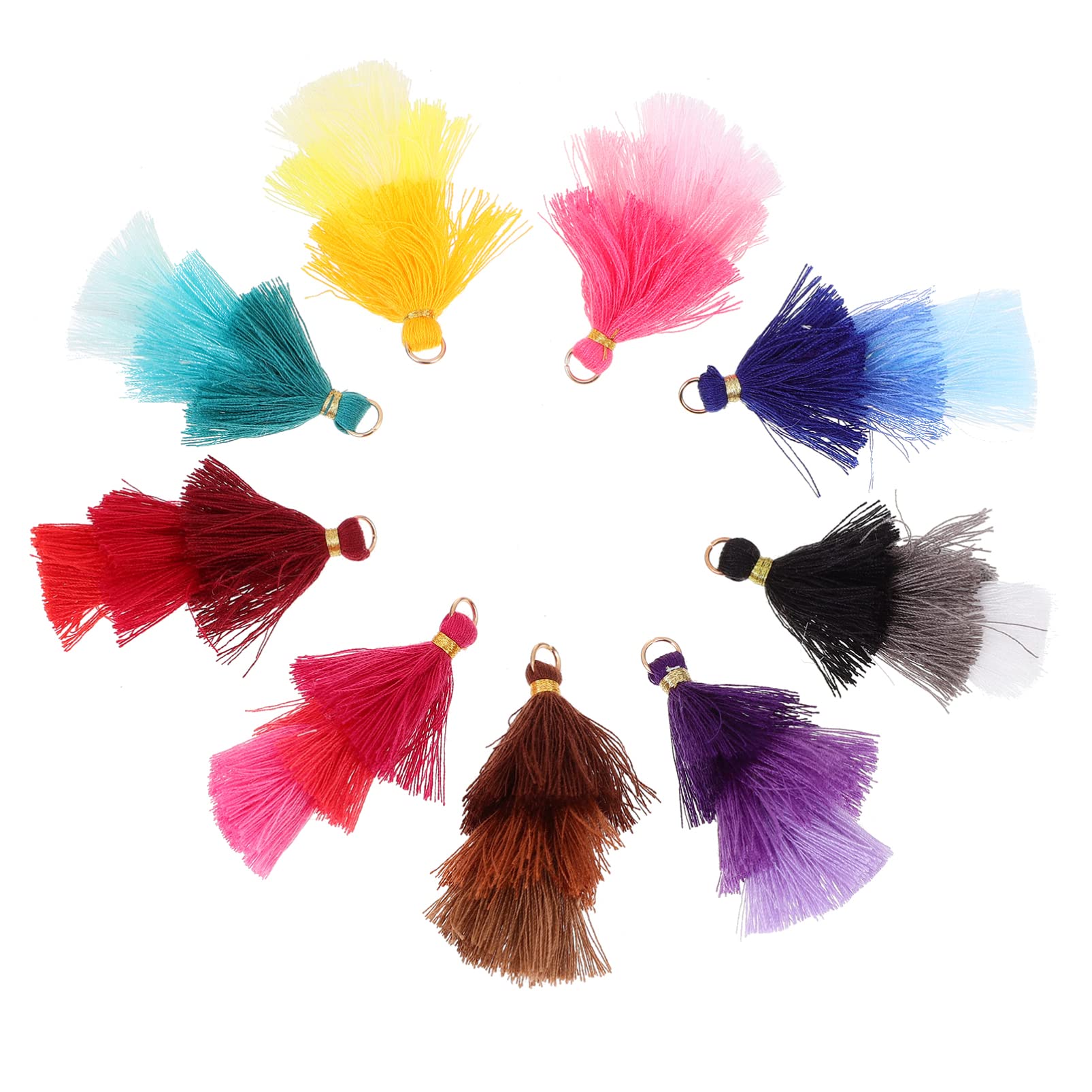 Ciieeo 50 Pezzi Nappine in Cotone a Tre Strati, Decorazioni Handmade per Portachiavi, Accessori Chic e Colorati per Fai da Te Colore Casuale