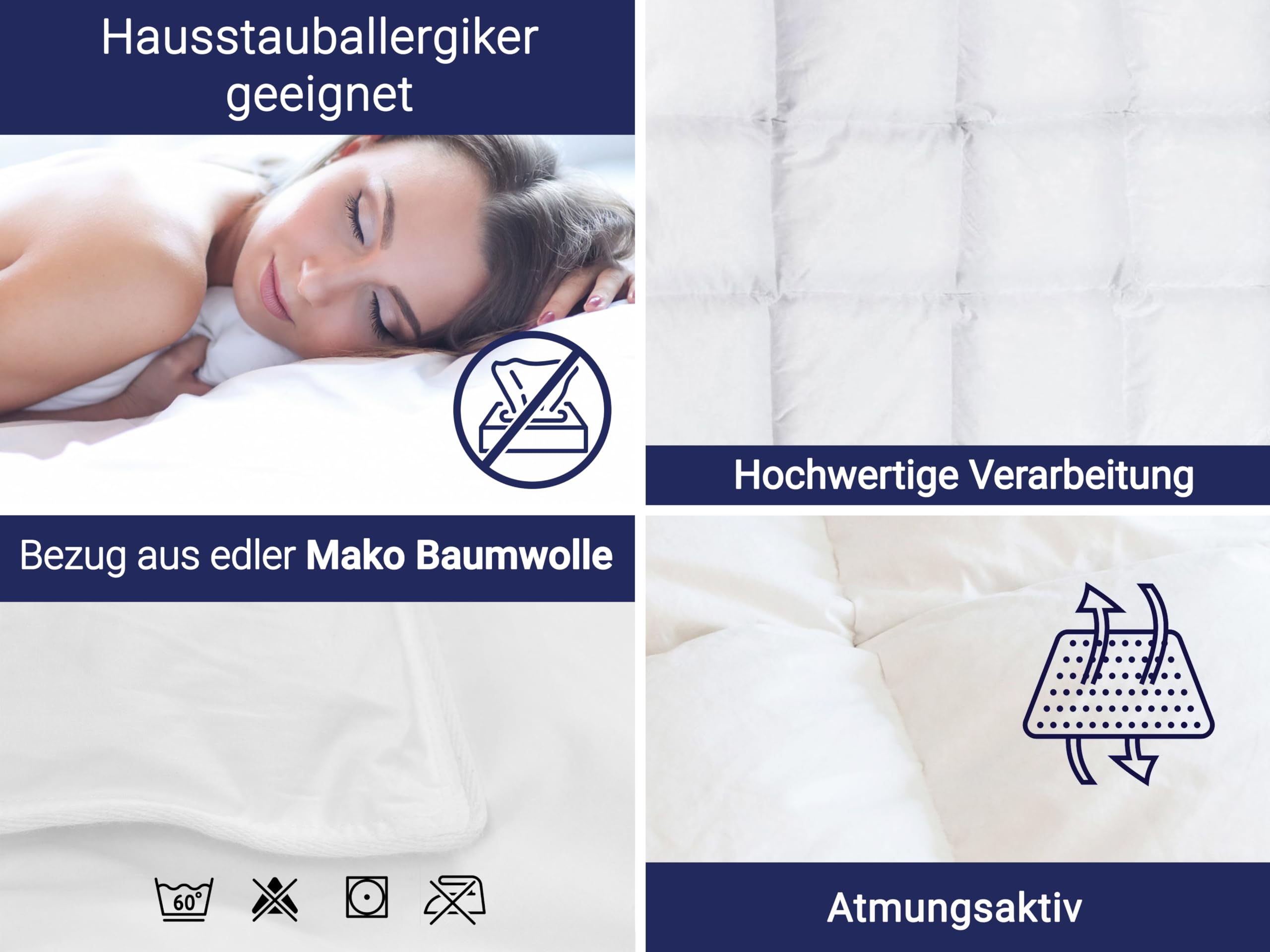 ZOLLNER Daunenbettdecke aus 90% Daunen und 10% Federn - atmungsaktive Ganzjahresdecke mit Kassettensteppung - Made in Europe - 135x200 cm - Hotelqualität - Oeko Tex® Zertifiziert