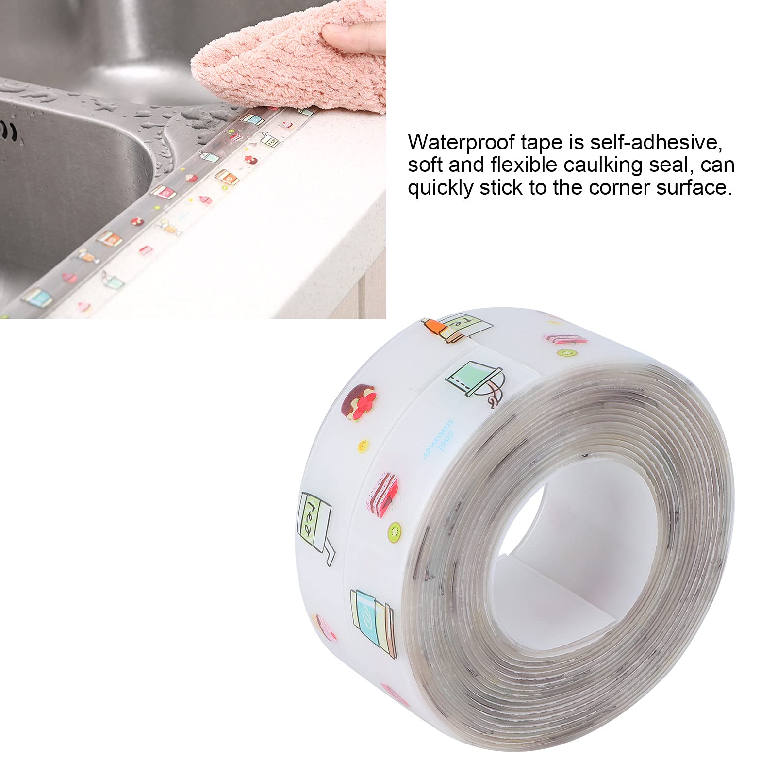 Waterproof, Caulk Strip for Kitchen Bathroom Sink Basin Sealing 38mmx3.2m