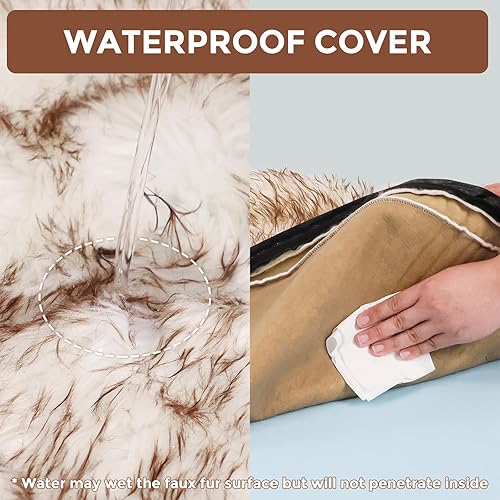 Miniatura 4 de Cama ortopédica de piel sintética de 50 pulgadas para perros grandes y medianos, con piel sintética esponjosa y espuma viscoelástica suave para