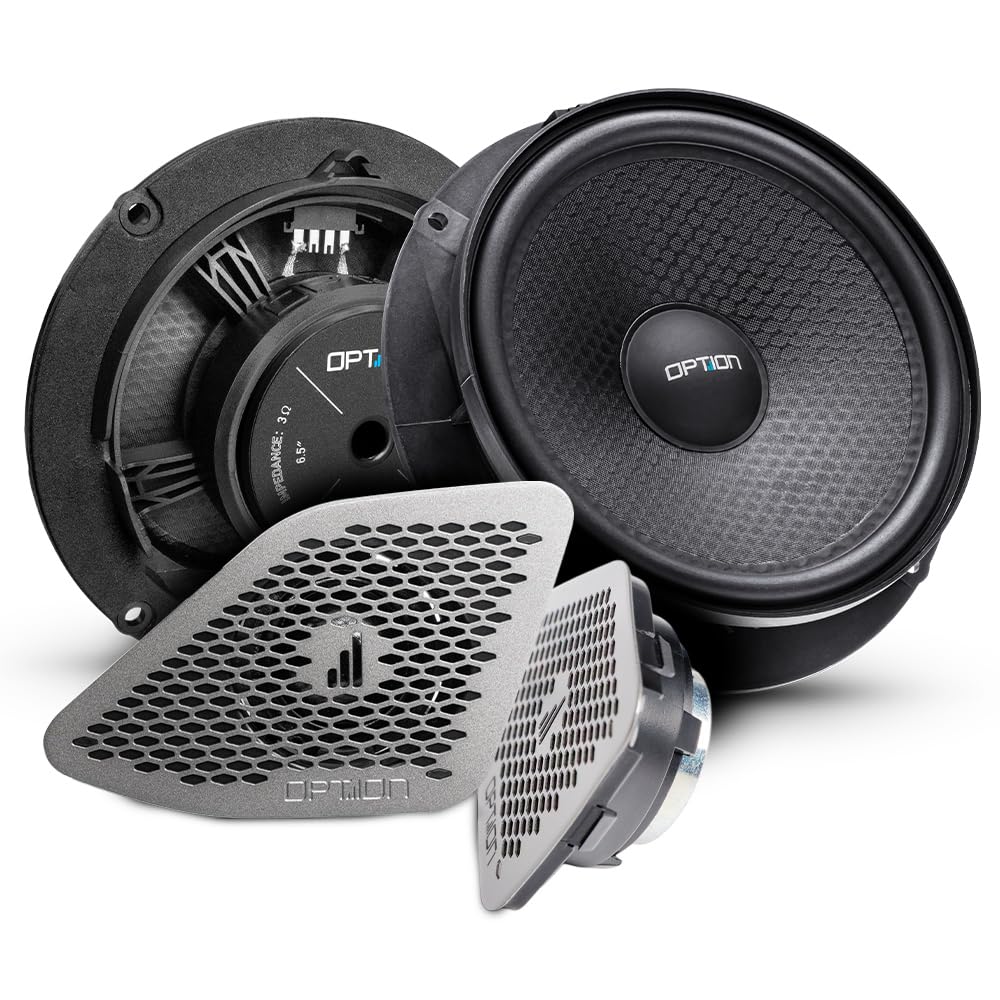 Option Altavoz Pro compatible con VW T6.1 (3ª Facelift) – 16,5 cm 2 vías Componentes Sistema de altavoces – 100% Plug & Play con sonido HD y rejilla de diseño – Tweeter de tejido de 25 mm