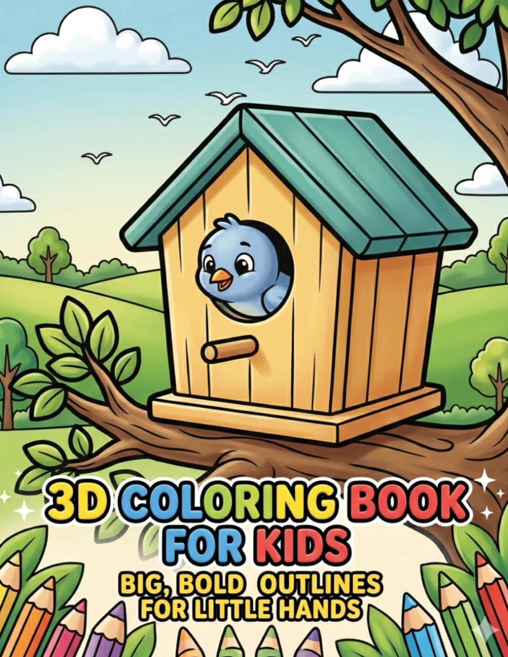 3D Coloring Book for Kids: Big, Bold Outlines for Little Hands: Fun 3D‑Style Objects and Characters to Color for Children