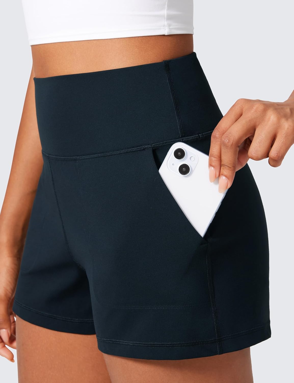 CRZ YOGA Butterlift Linerless Shorts for Women 3" - High Waisted Comfy Yoga Casual Lounge Workout with Pockets - Image 4