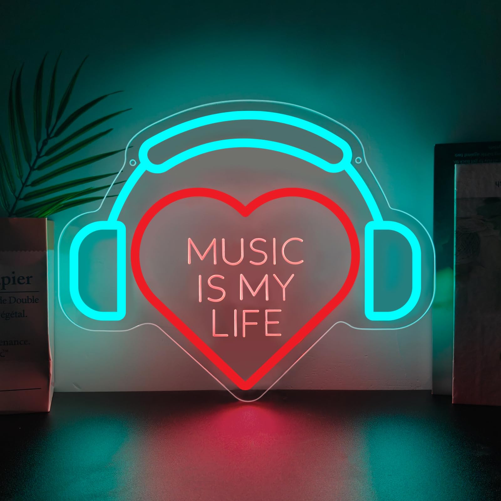 Music Is My Life Neon Light Sign LED Neon Sign for Wall Decor Light Up Signs USB Powered for Bedroom Music Studios Rooms Party Cafés Gift for Girl Men Teenagers Boys