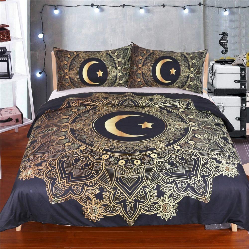 Parure de lit mandala doré pour créer une ambiance bohème chic et cosy