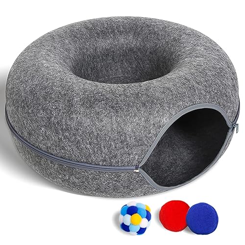 Large Scratch Resistant Cat Tunnel Bed - Dark Grey