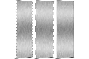 3 Pieces Stainless Steel Cake Scraper 10 Inch and Sided Patterned Edge...