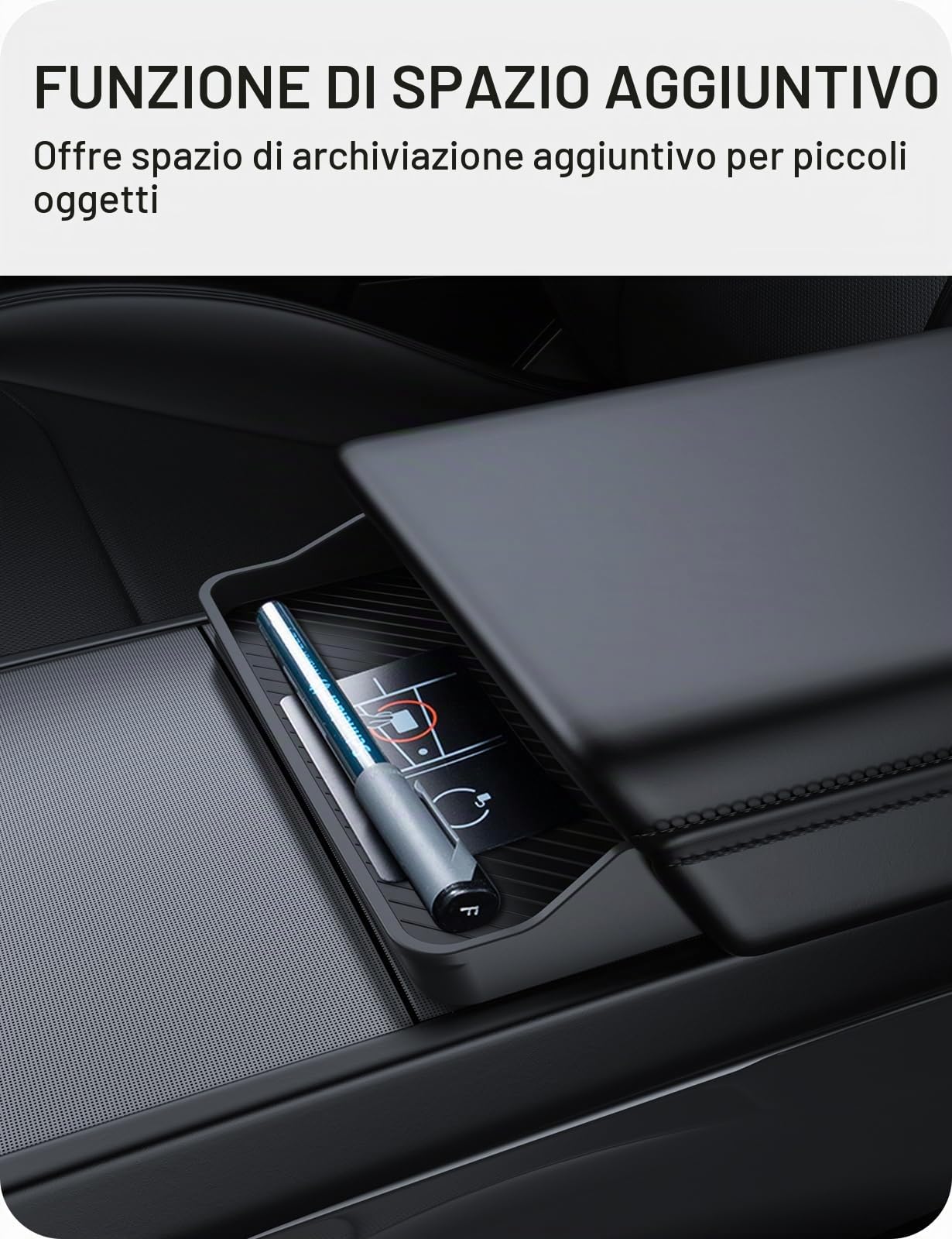 BASENOR 2025 2026 Tesla Model Y 2024-2026 Tesla Model 3 Portaocchiali da Sole per Console Centrale Scatola Portaoggetti Bracciolo in Silicone Scatola Portachiavi Porta Accessori Lnterno