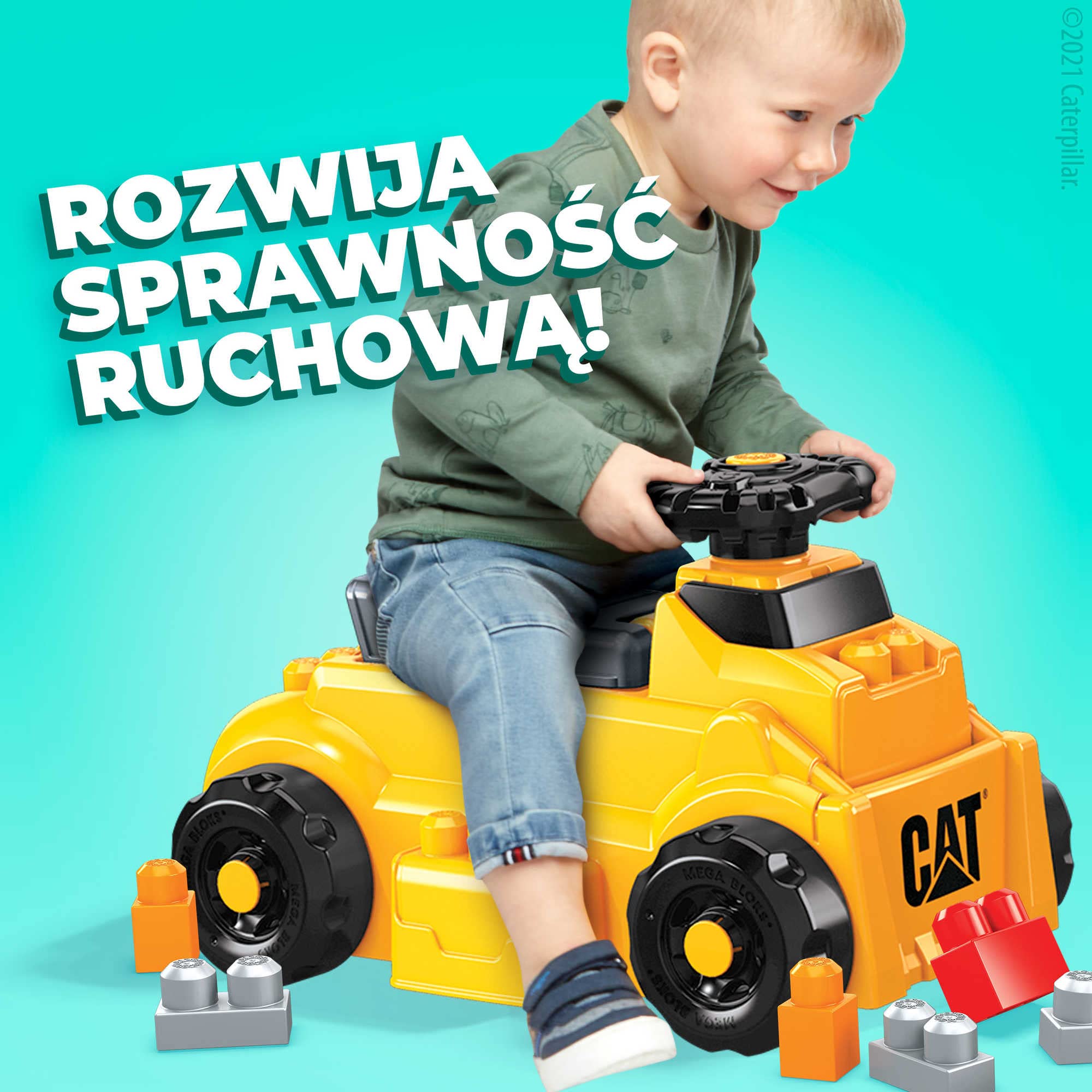 Mega Bloks CAT Jeździk z klockami Zabawka do jeżdżenia dla dzieci HDJ29