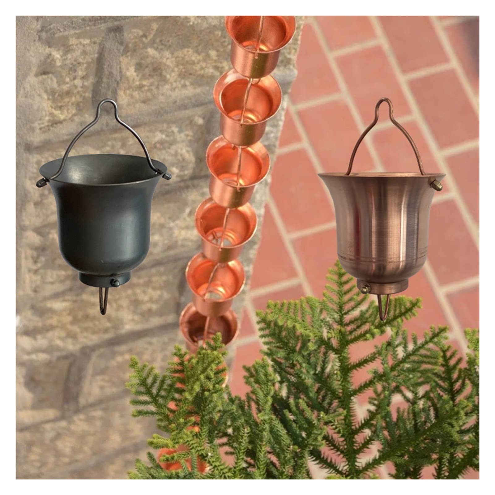 Regenkette, Regenketten Kupfer Regenkette for Downspouts Dekorative Eisenrinne Kette Regen Regenfänger Kette Funktions- und Dekorativer Ersatz for Rinne Downspouts(I)