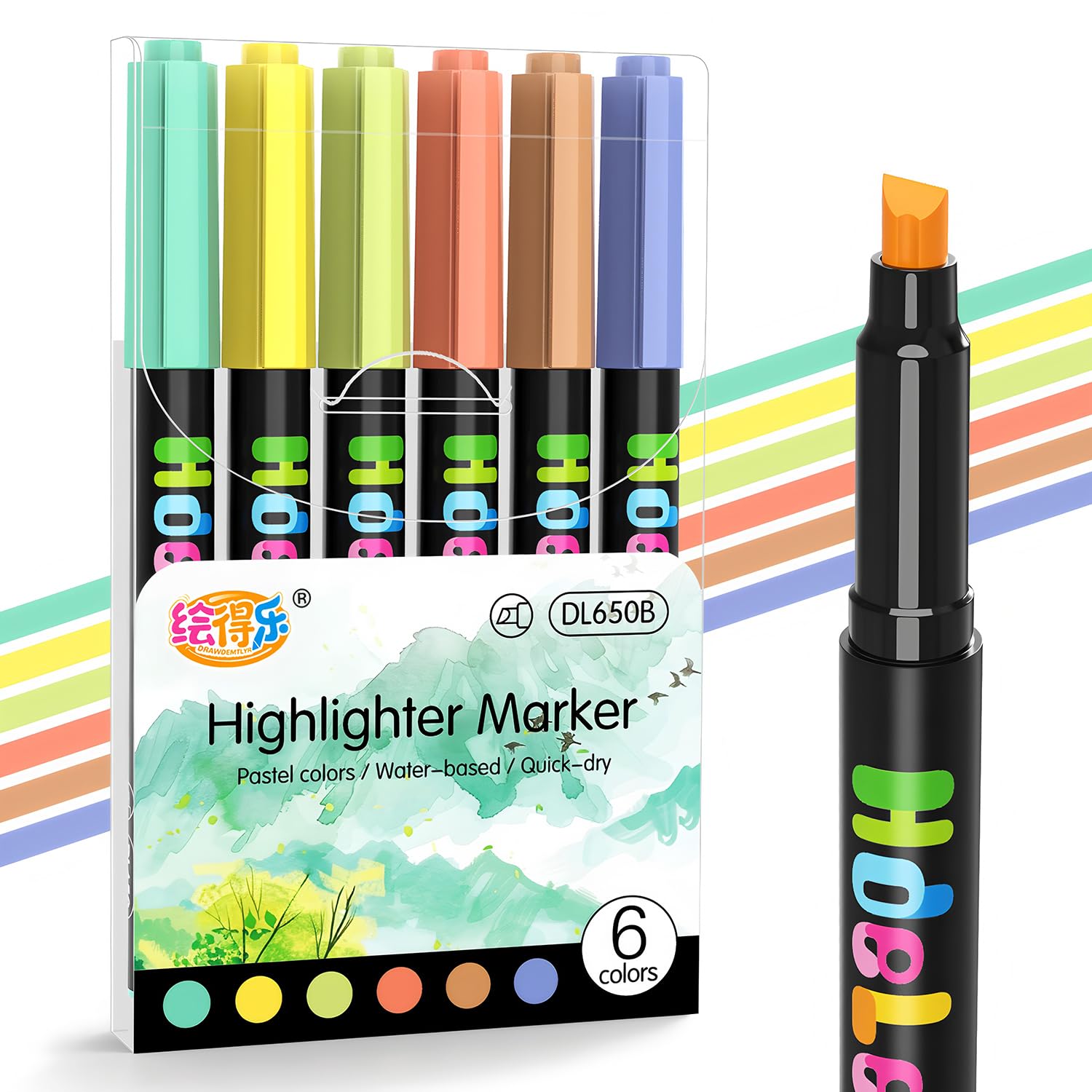 Bible Highlighters No Bleed, 6 Pack, Chisel Tip, Assorted Candy Colors