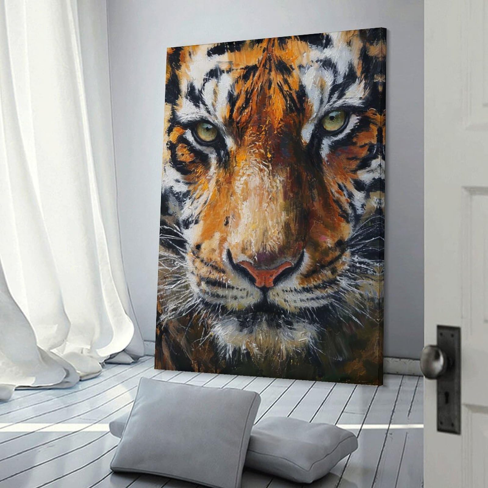 Junmoney Striped Gaze Wall Picture Print, 24x36inch(60x90cm), for Flats, Guest Rooms Or Compact Rooms, Decorative Canvas Decor for Home Updates