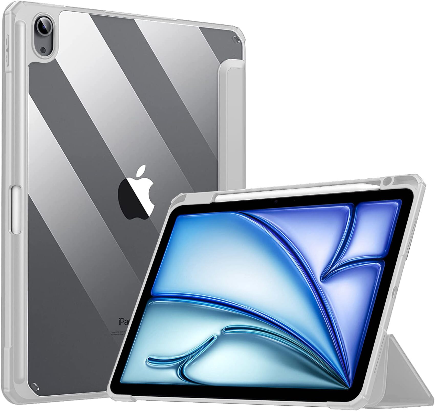 Robustrion Case Cover for iPad Air 11 Inch Cover M3 / M2 / iPad Air 5th Generation Cover/Air 4th Gen Hybrid Case with [Pencil Holder] for iPad Air 11 inch M3 / M2 / Air 4th 5th 6th 7th Gen - Grey-image-36