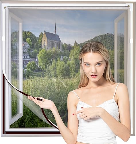 Yuzzy Pantalla magnética ajustable para ventana, pantalla de fibra de vidrio para bricolaje, máximo 72 pulgadas de alto x 48 pulgadas de ancho, se