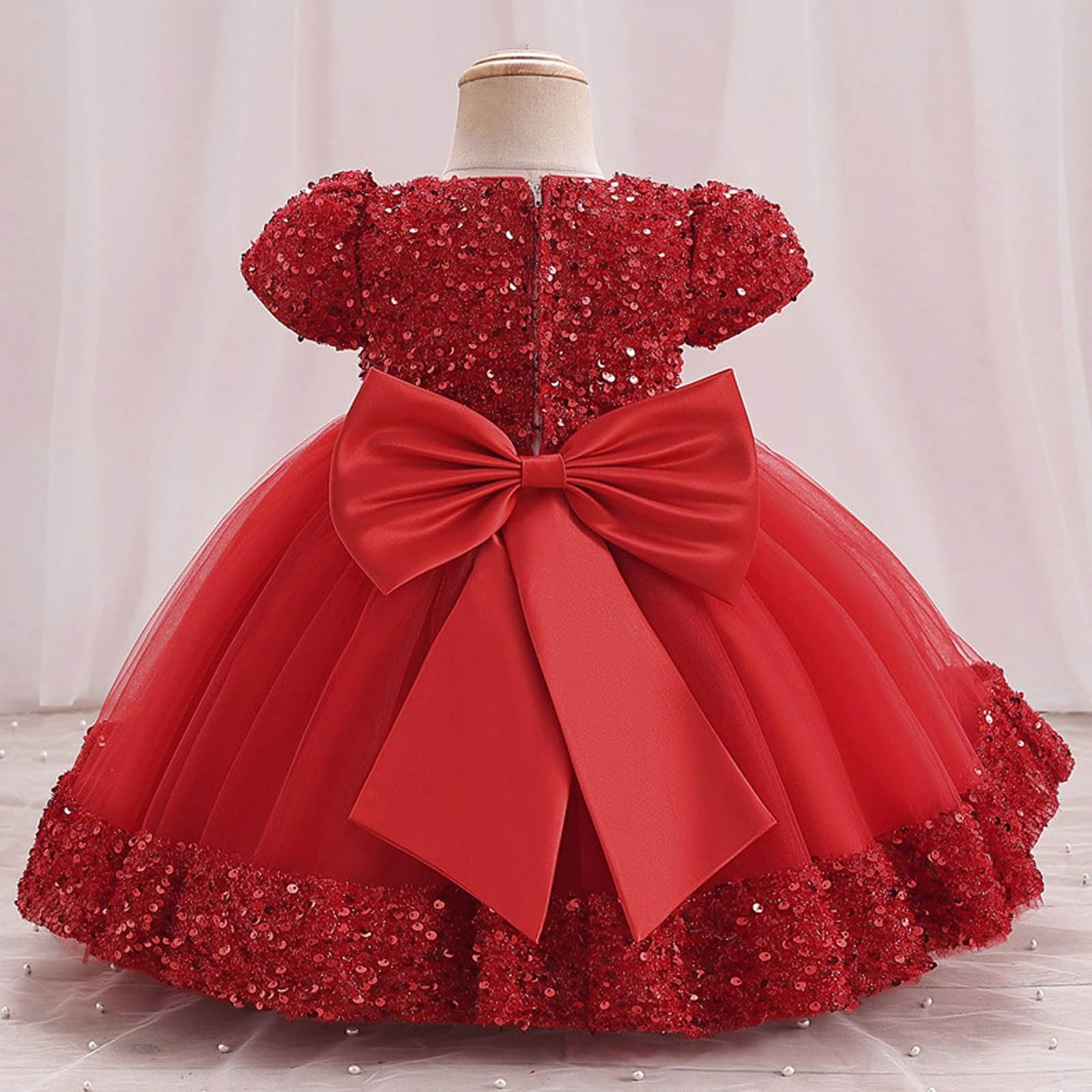 WWricotta Abito in Rete Elegante per Bambine, Modello da Principessa con Gonna tutù, Perfetto per Matrimoni e Cerimonie/A