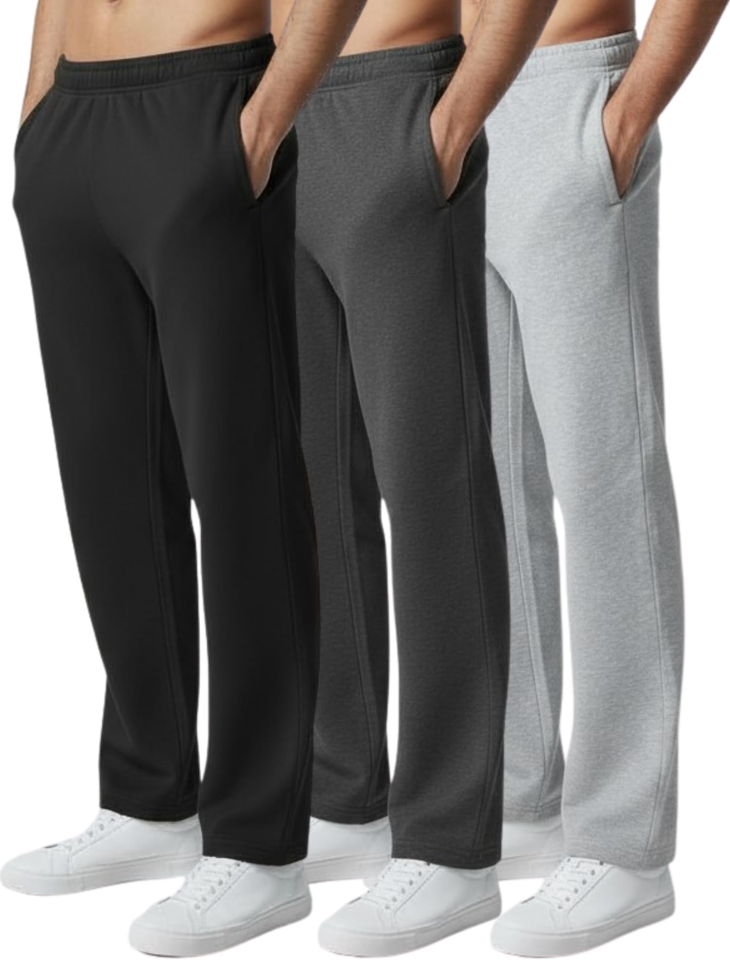 Ultra Performance 3 Pack Mens Sweatpants, Wide Leg Open Bottom Lounge Sweat Pants for Men