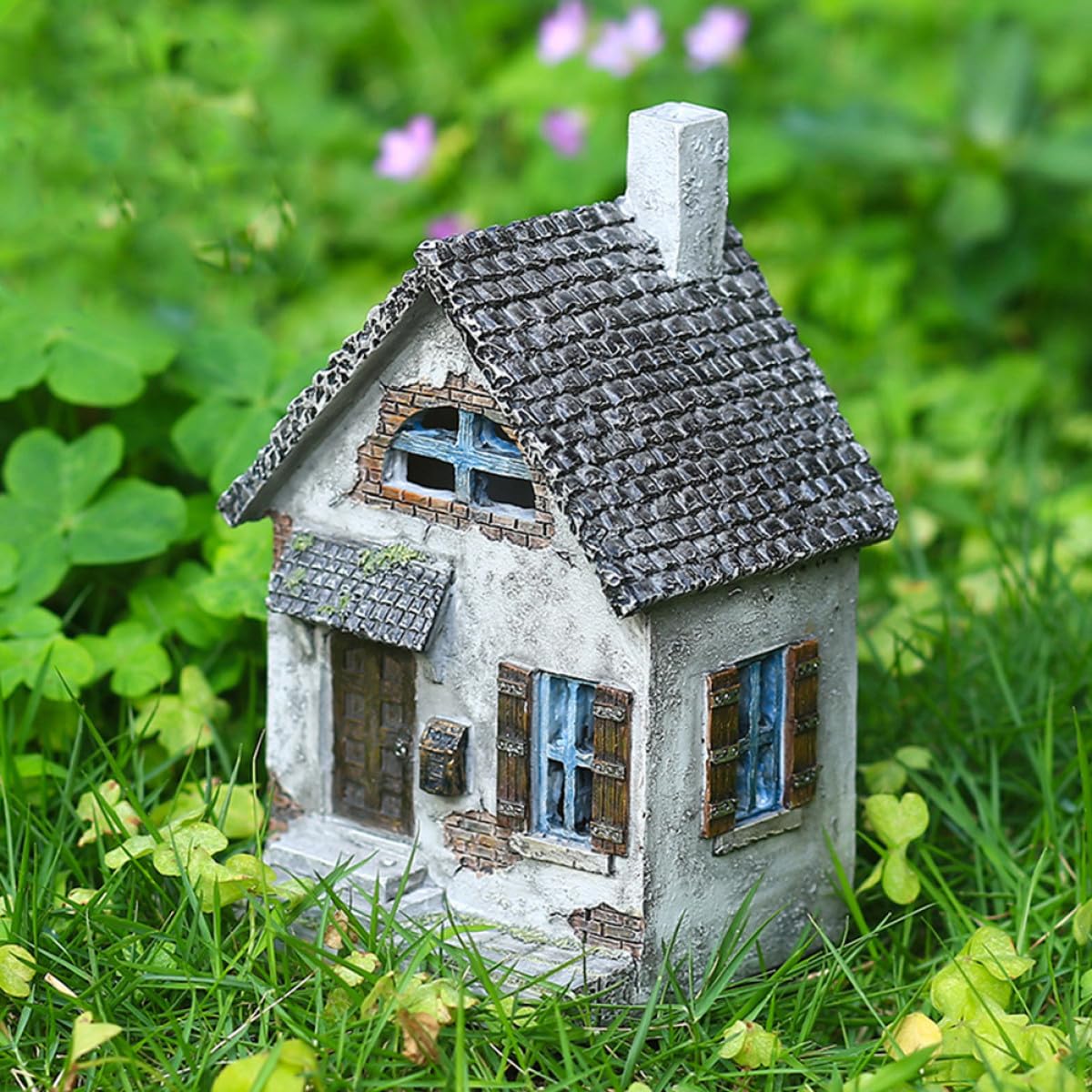 Yardenfun Casetta da Giardino in Resina Decorativa a Forma di Casa, Ornamento Unico e Realistico per Balcone e Giardino, per Decorazioni Esterne