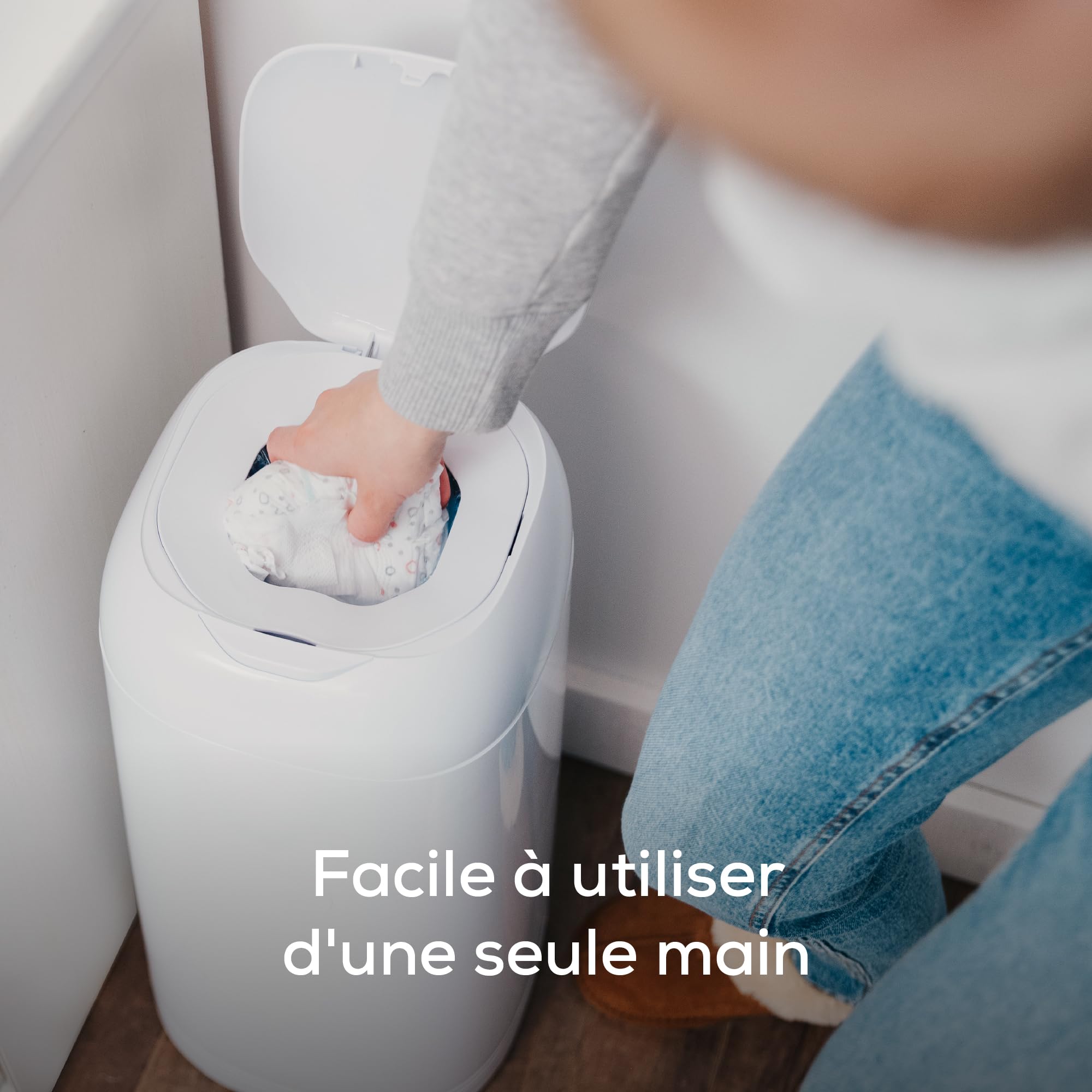 Angelcare Poubelle à Couches + 3 Recharges Anti Odeurs/Grande Capacité Antibactérien Usage Simple Dress Up, Blanc