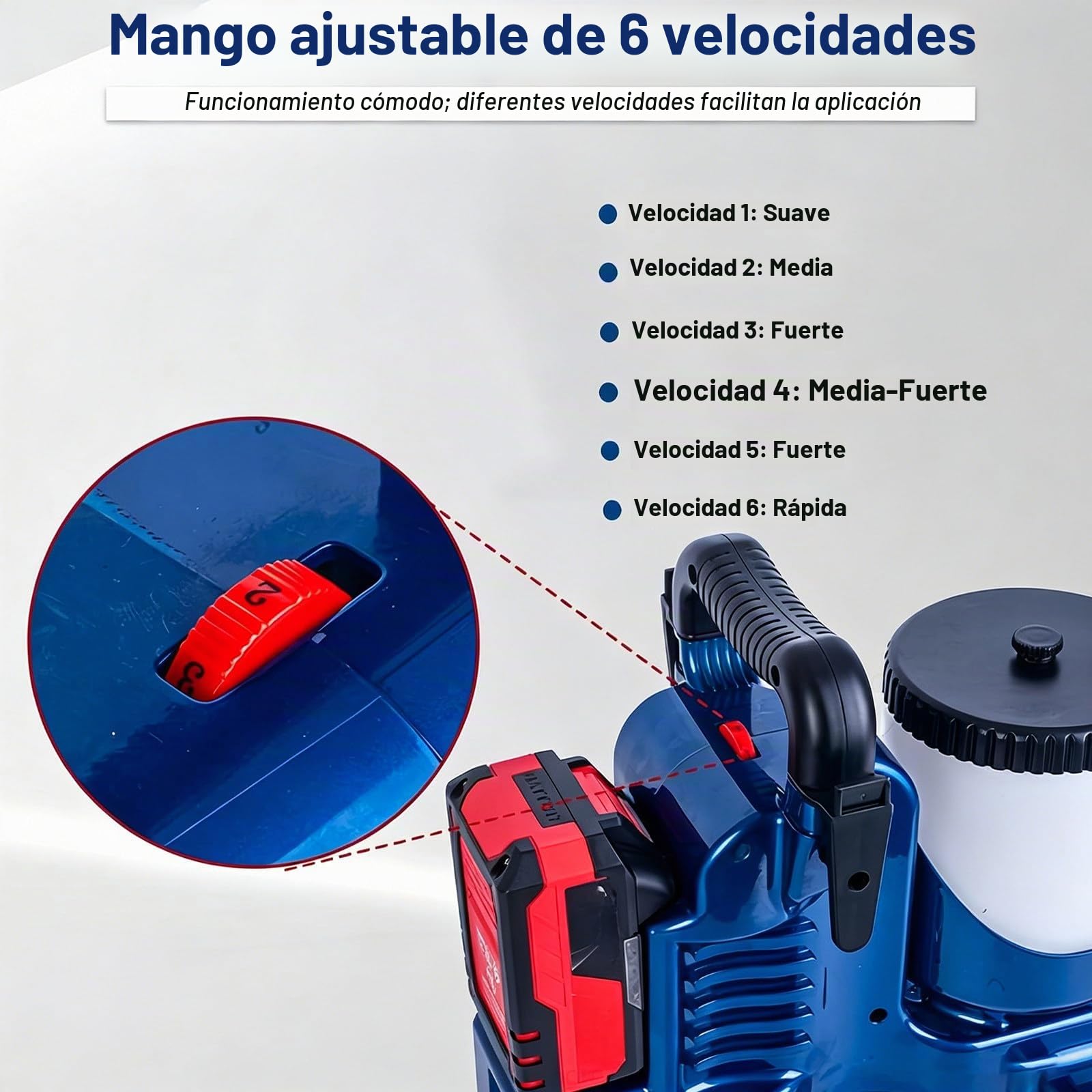 Pulverizador de Pintura Airless inalámbrico de 550 W, Pistola de Pintura eléctrica portátil, 6 velocidades, para Pinturas de látex, Uso Comercial y residencial. Blue-TwoBatteries
