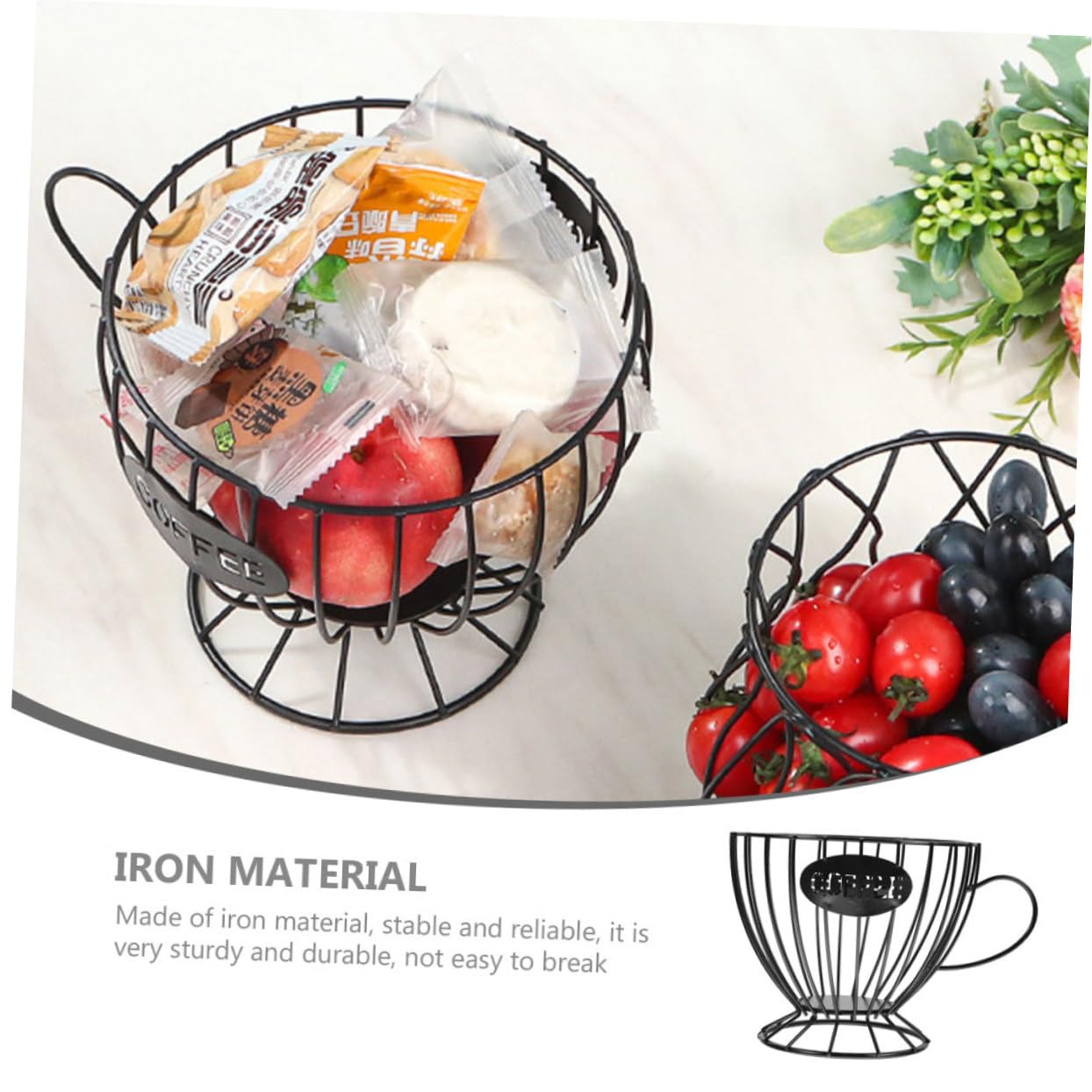 Coffee Holder Basket Stylish Iron Storage Basket for Fruits Snacks Versatile Home Accessory for Kitchen Office More Easy to Clean Design