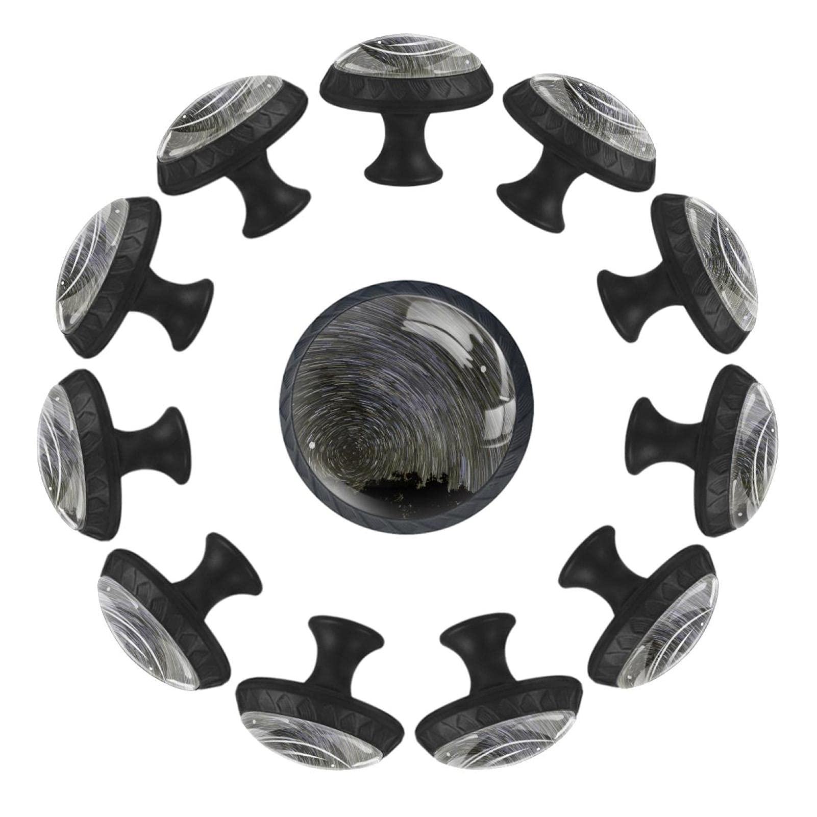 Boutons de porte de placard ronds noirs et robustes avec motif sirène vintage x12