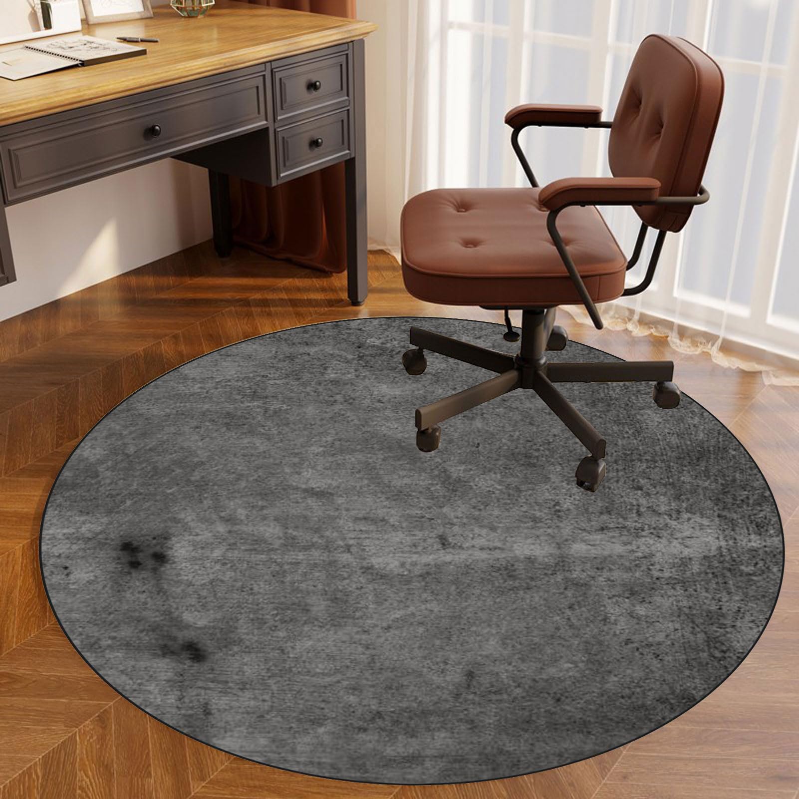 TOYOCC Chair Mat For Carpeted Floor 90 cm Round Gaming Chair Mats, Office Chair Mat, Multi-Purpose Carpet Protector, Desk Chair For Carpeted and Hardwood Floor, Protects Floors, Anti-Skidding