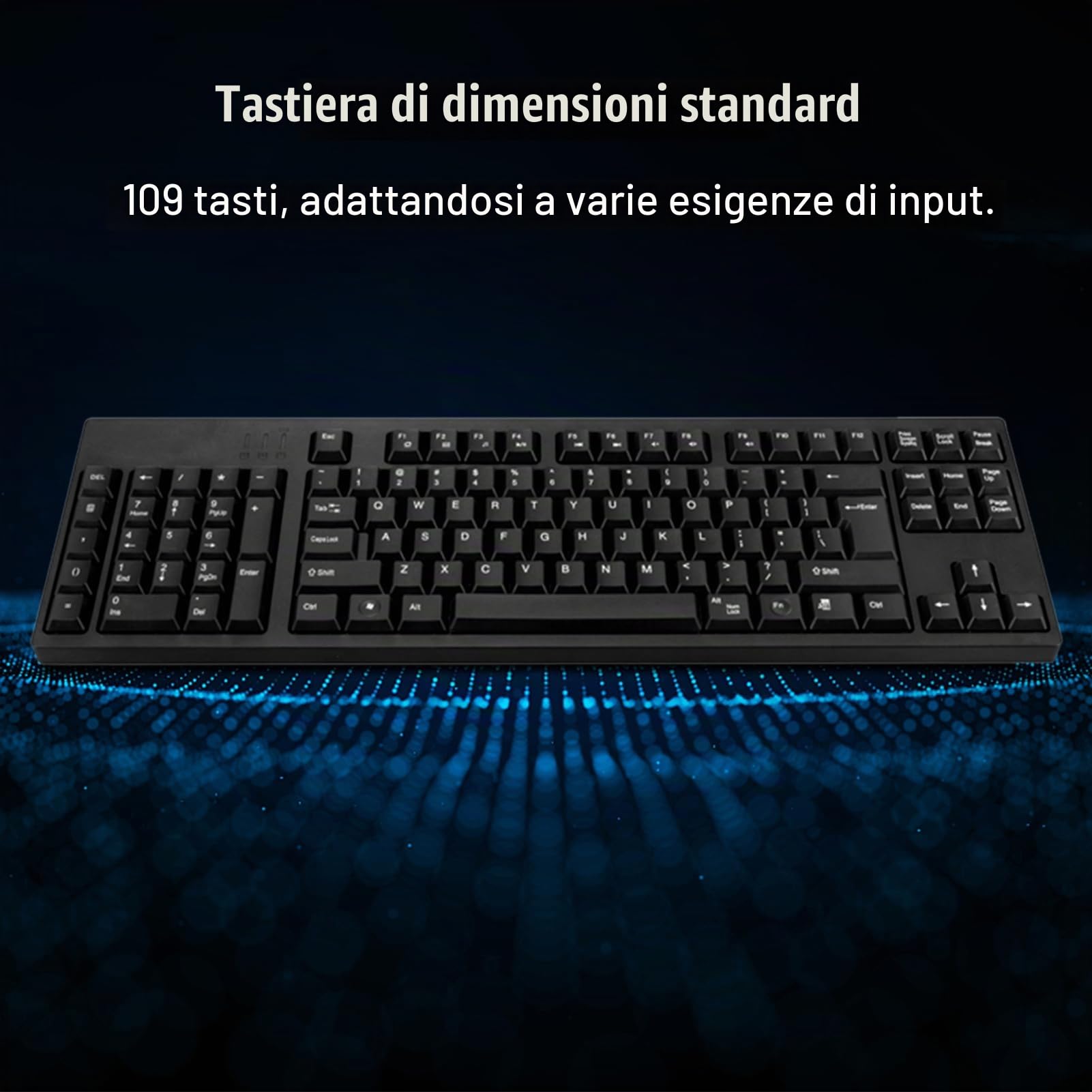 Tastiera ergonomica per mancini Layout full-size Dual USB Interface Design Boost Efficienza di lavoro