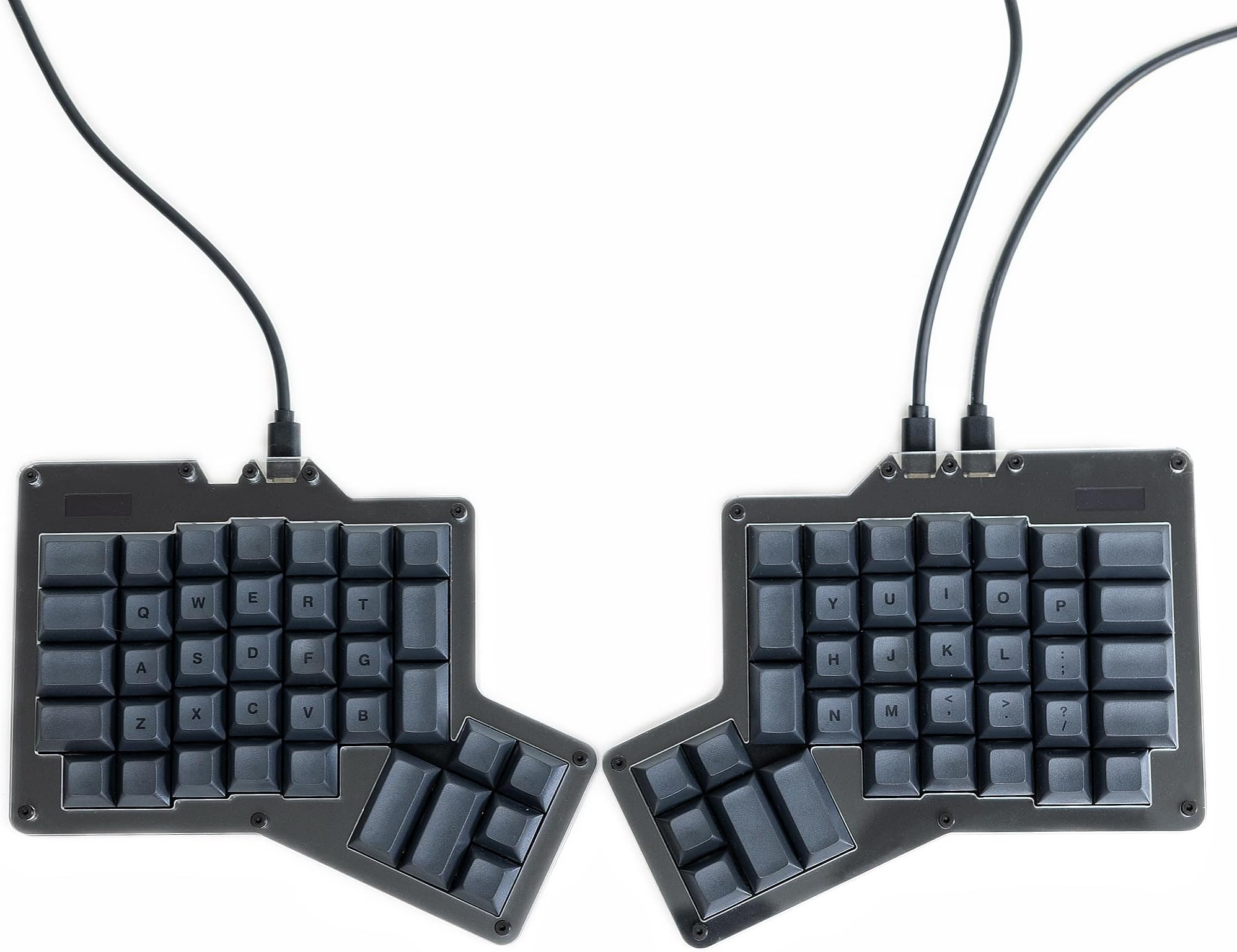 Apos ErgoDox Hot DOX V2 Split Ergonomic Mechanical Keyboard — Ortholinear, Indicator Screen, QMK/VIA, RGB, USB-C, PBT Keycaps, Hotswap (Dark - Kailh Speed Copper Switches)