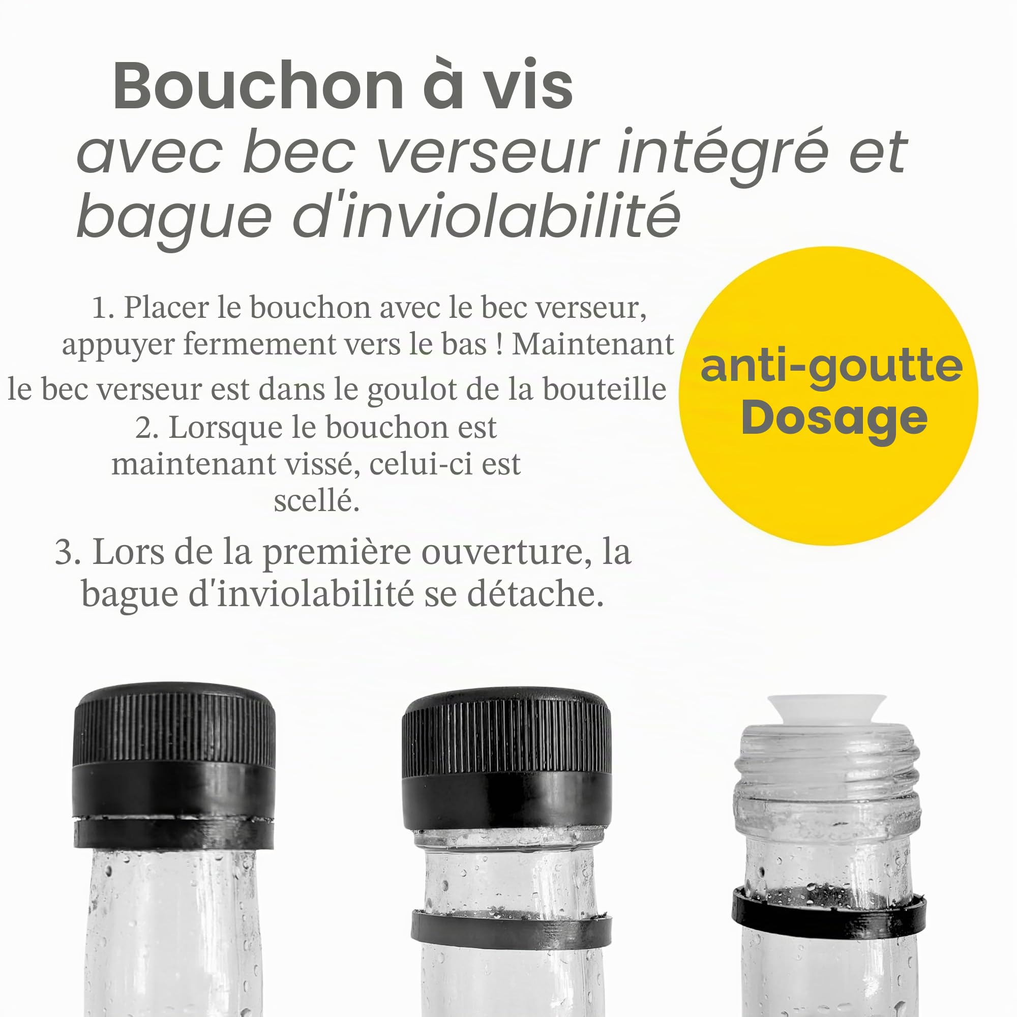 Lot de 4 bouteilles d'huile en verre de 1000 ml avec bec verseur intégré en plastique et étiquettes