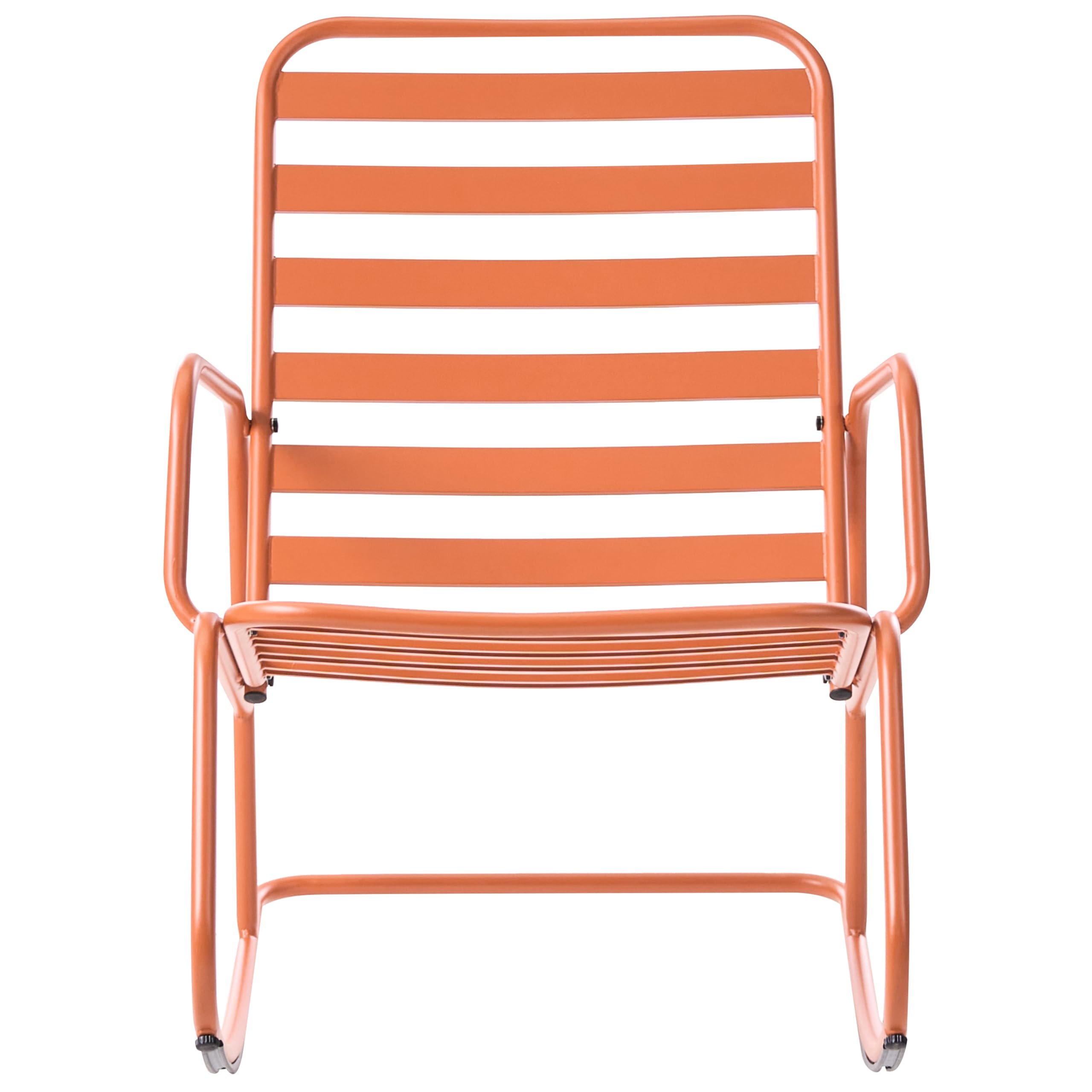 Beliani Sedia a dondolo da giardino moderna in metallo Design a doghe per esterni Alluminio Arancione