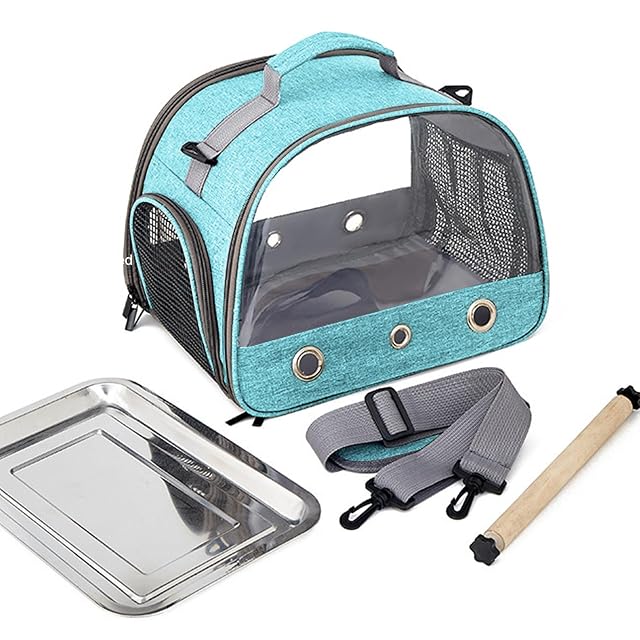 Foto 4 de 7 de Bolsa de transporte para pájaros portátil, jaula de acero inoxidable, mochila con varilla de madera