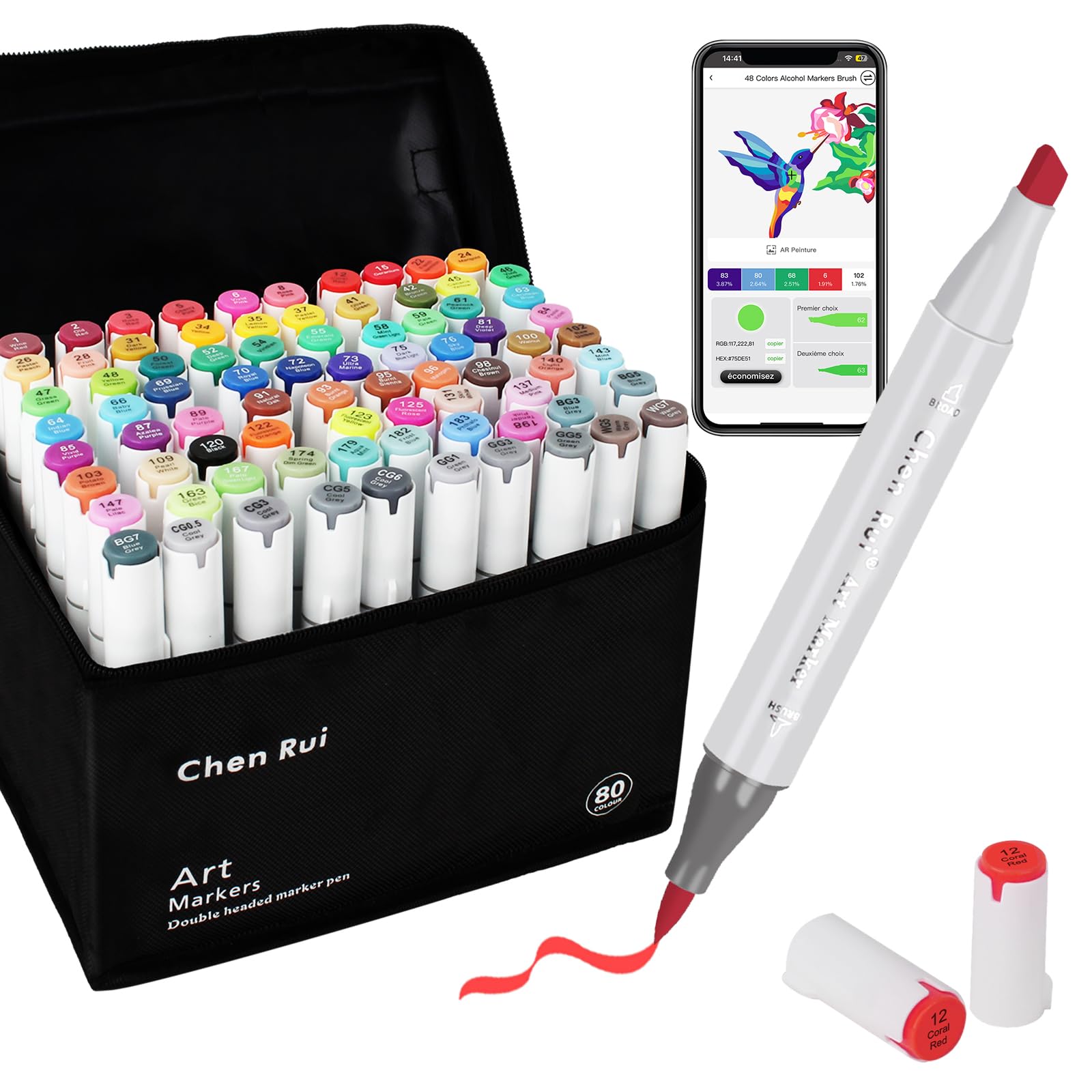 Chen Rui 80 Colours Double Tip Alcohol Marker Pen