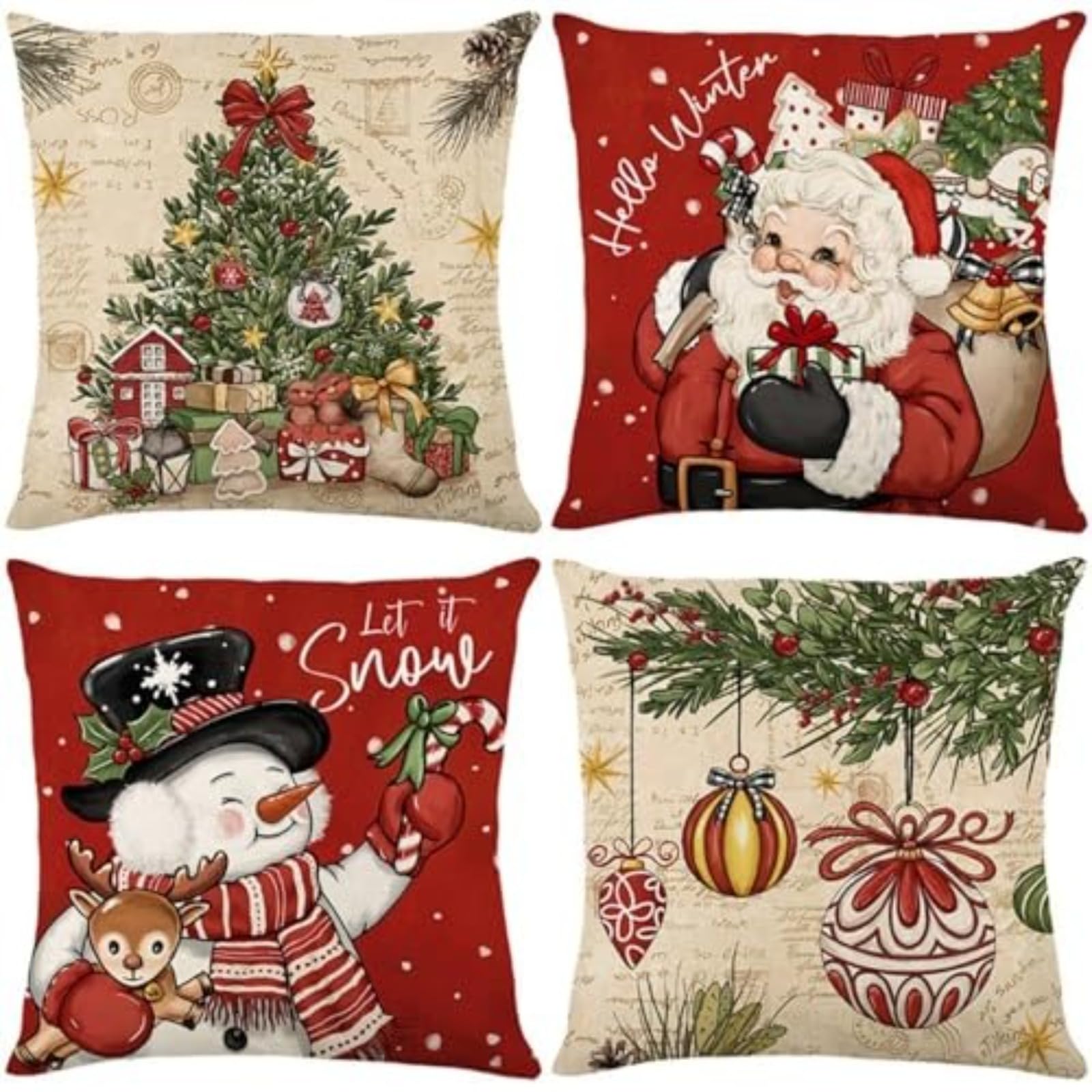 IJRXVTPZD 4pcs Polyester Pillow Cover Christmas Pillow Cover Christmas Decoration Without core 45 * 45cm