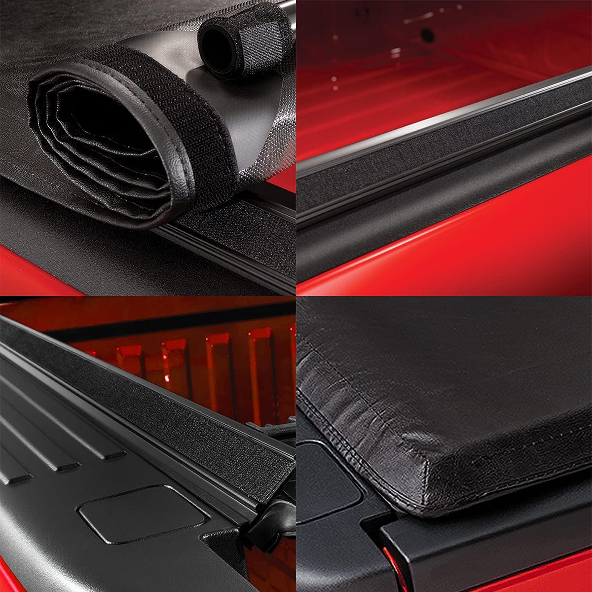 Roll-Up Truck Bed Cover Soft Vinyl Tonneau Cover Compatible with 2004-2014 F150 5.5 Ft Fleetside Bed, Black, 2004 2005 2006 2007 2008 2009 2010 2011 2012 2013 2014