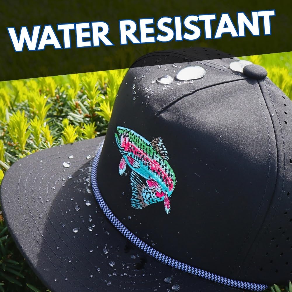 Trout Hat for Men - Dri-Fit Snapback Fishing Cap with Embroidered Rainbow Trout - Performance Laser Back Hat - Image 6