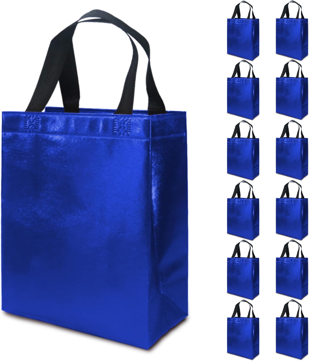 FONXHEE 12 Pack Royal Blue Gift Bags with Tissues, Medium