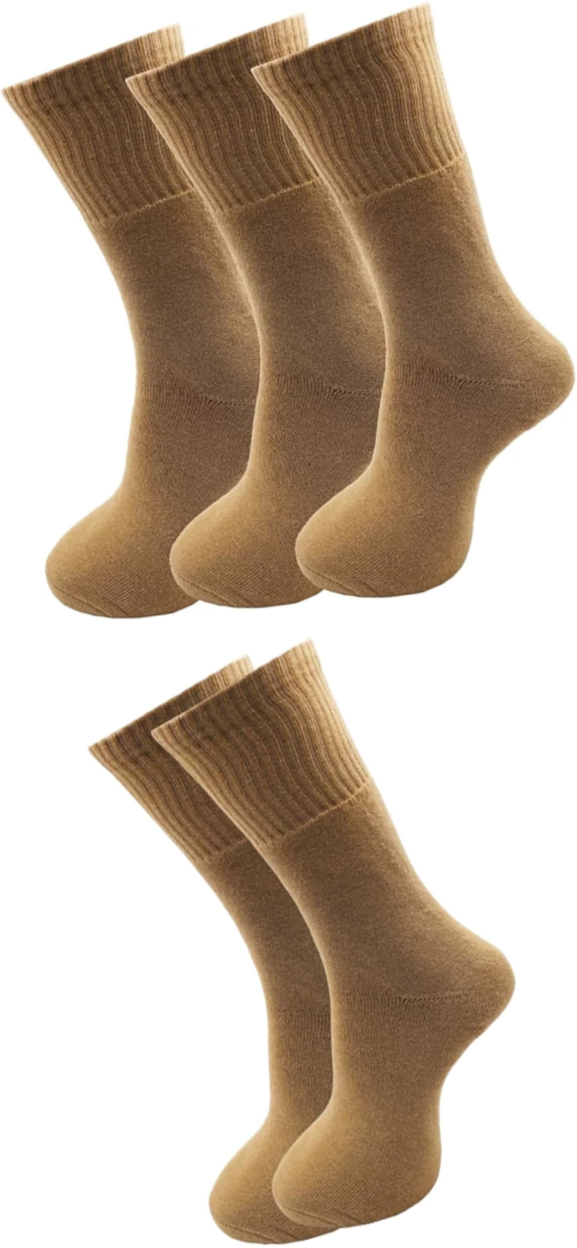 Beige Cotton Calf Length Socks for Men & Women | Casual Comfortable Pack of 5 Pair | Free Size socks-122-image-34