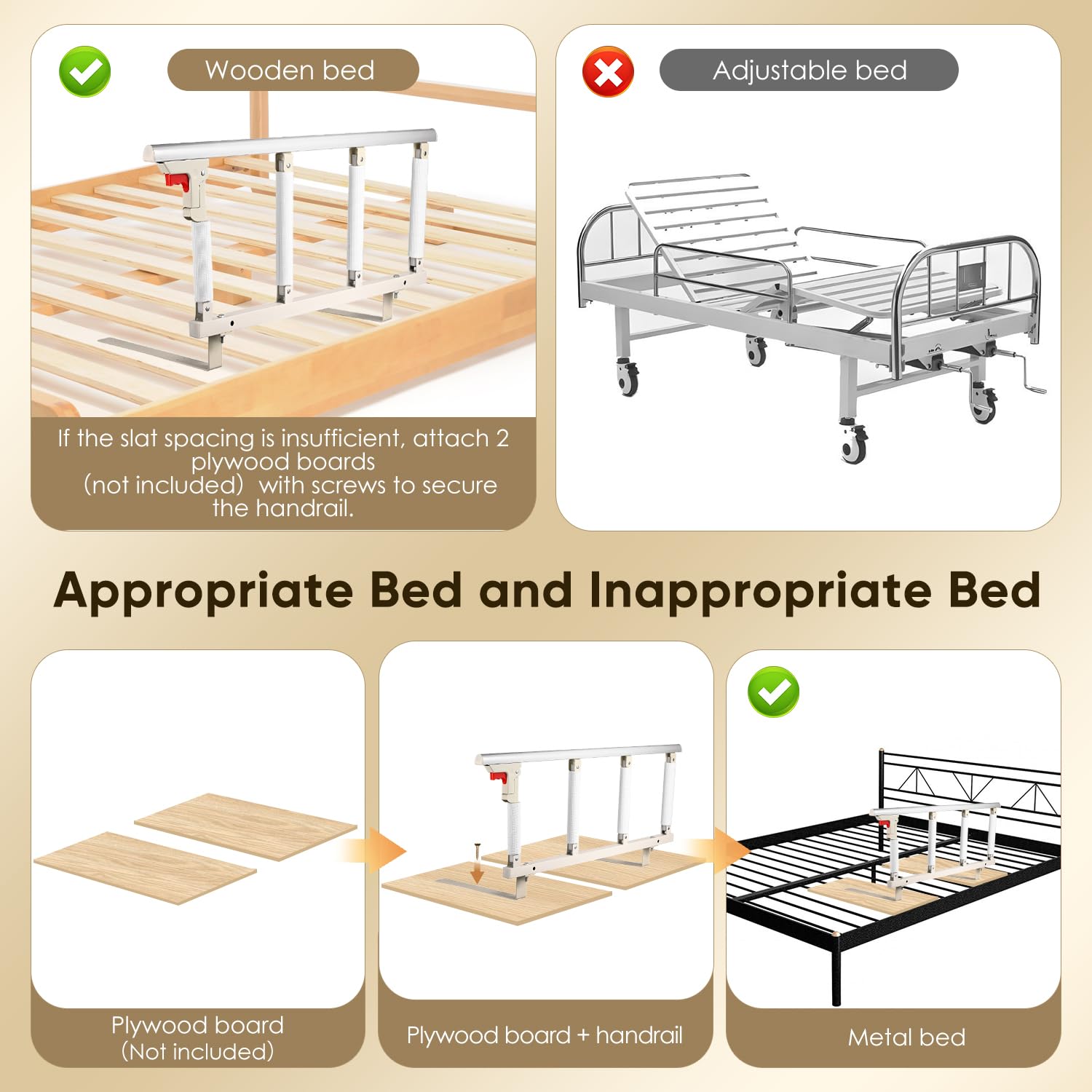 Hlieeosfcn Sponda Letto per Anziani, Rete Pieghevole Sicurezza,Barre da letto mediche per adulti anziani, Sponda Sicurezza da Portatile,adatto a donne incinte e persone disabili