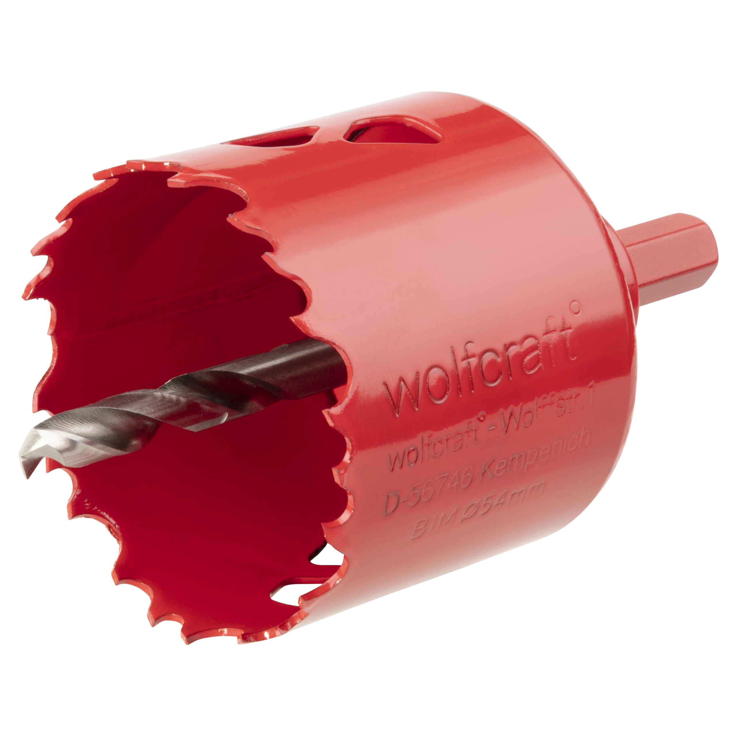 Wolfcraft 5472000 54Mm Hole Saw Bim Complete With Hexagon Adapter And Centring Drill