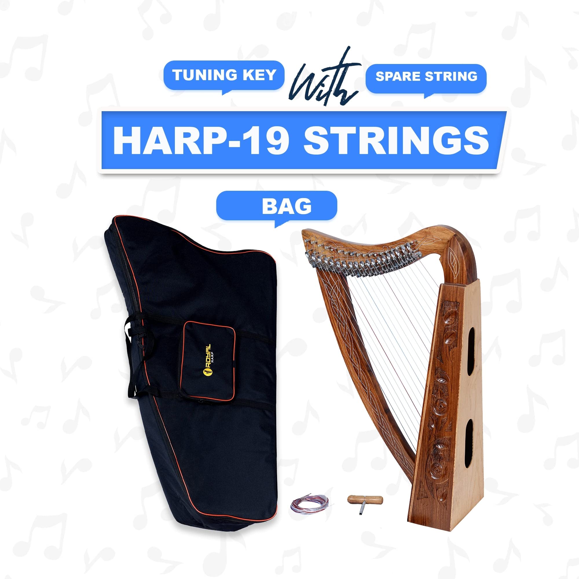 ハープ 19弦　ブラウン Amazon | Ind Sturgis LLC ブラウン 19弦 レバーハープ バッグ